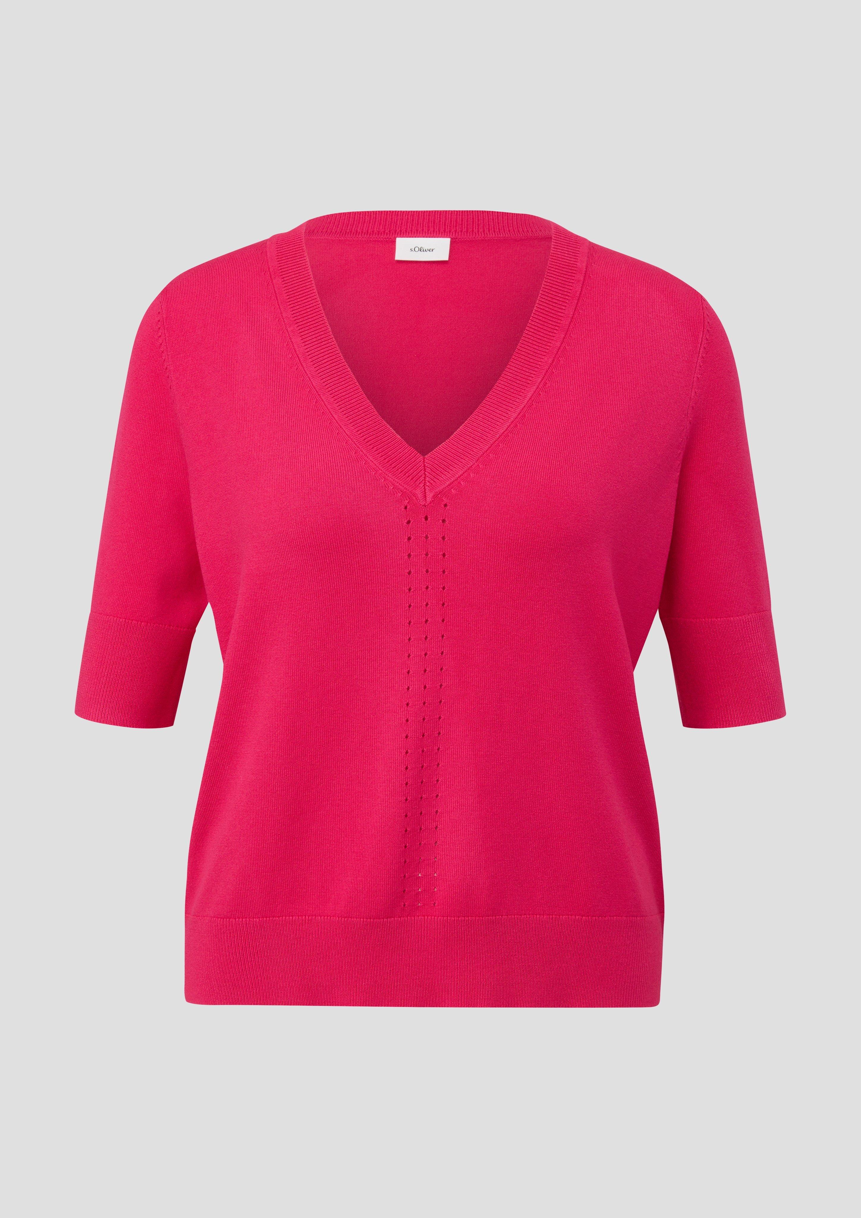 s.Oliver - Kurzarmpullover mit Pointelle-Details, Damen, Rosa