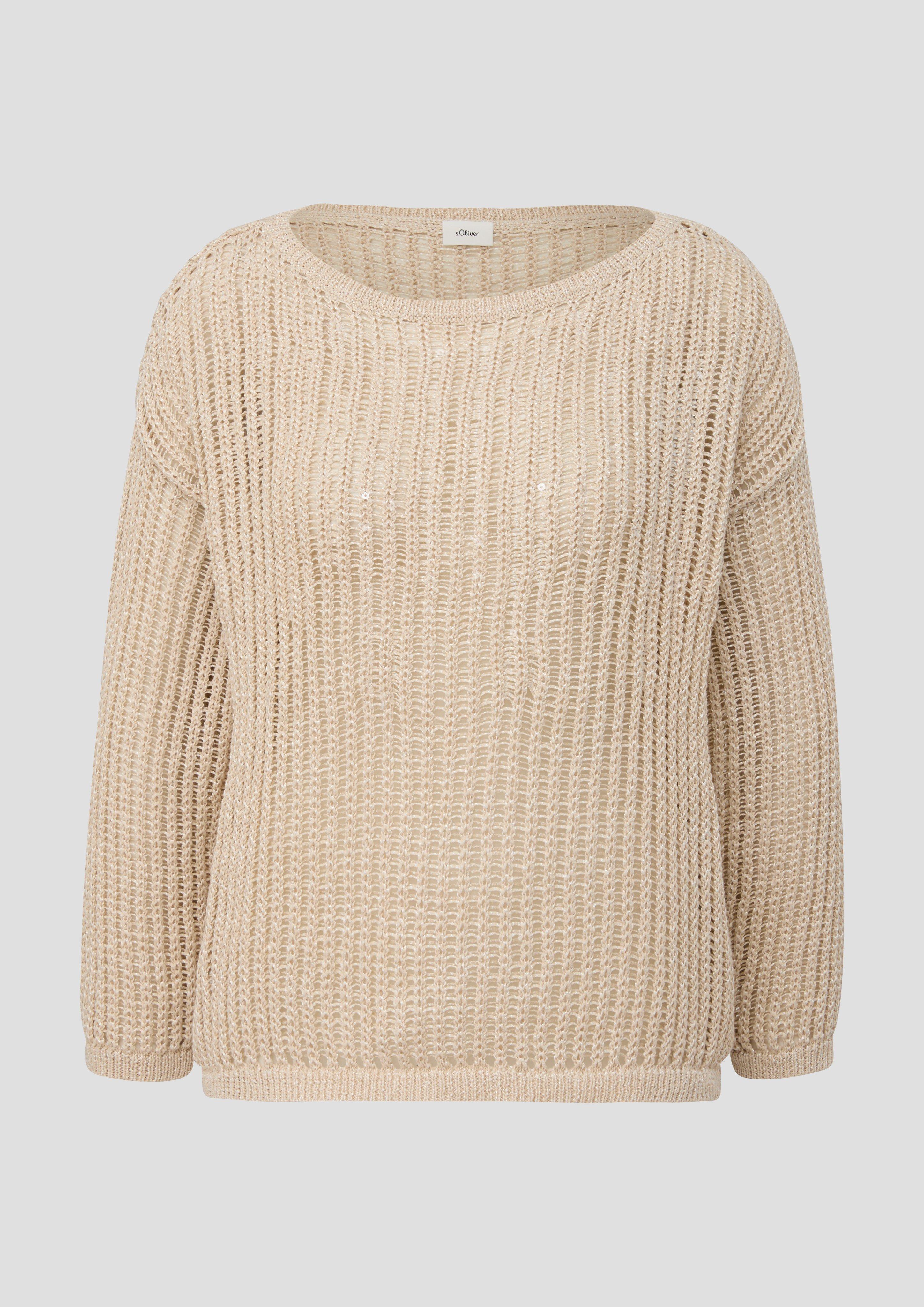 s.Oliver - Strickpullover aus Baumwollmix, Damen, Beige