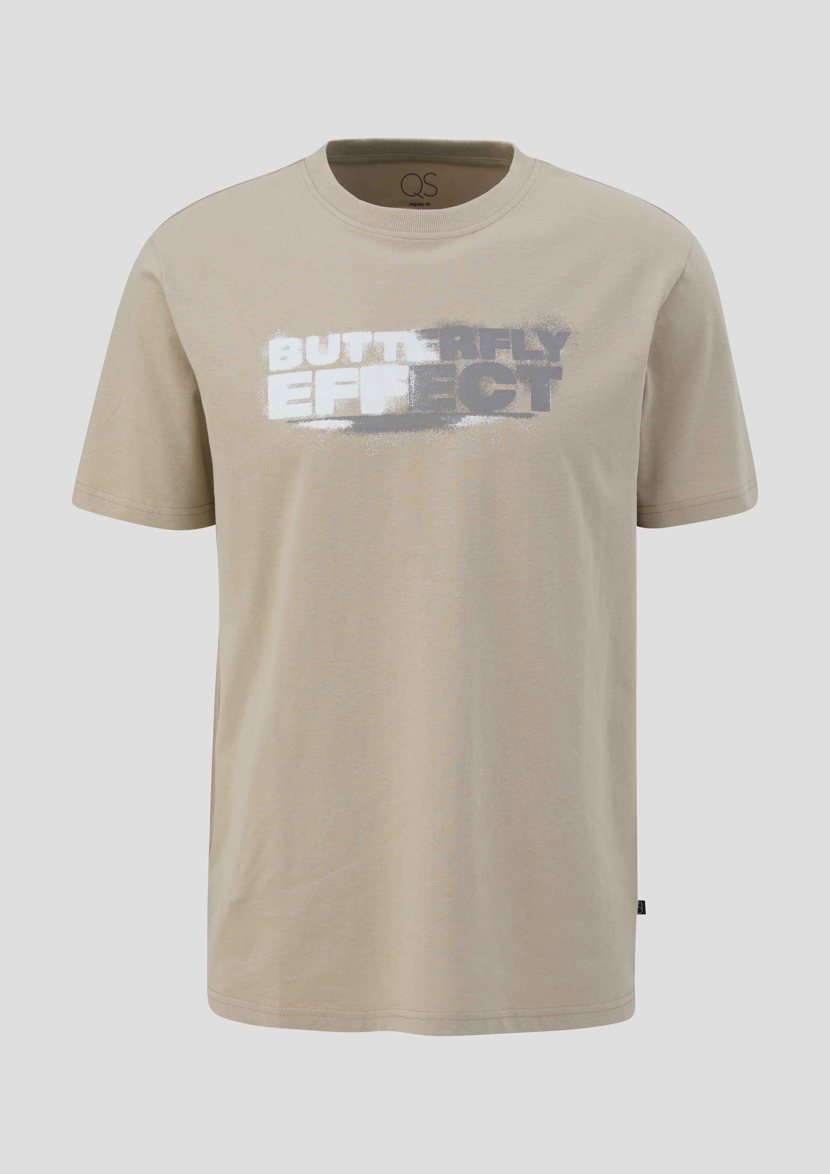 QS - T-Shirt mit Frontprint, Herren, Beige