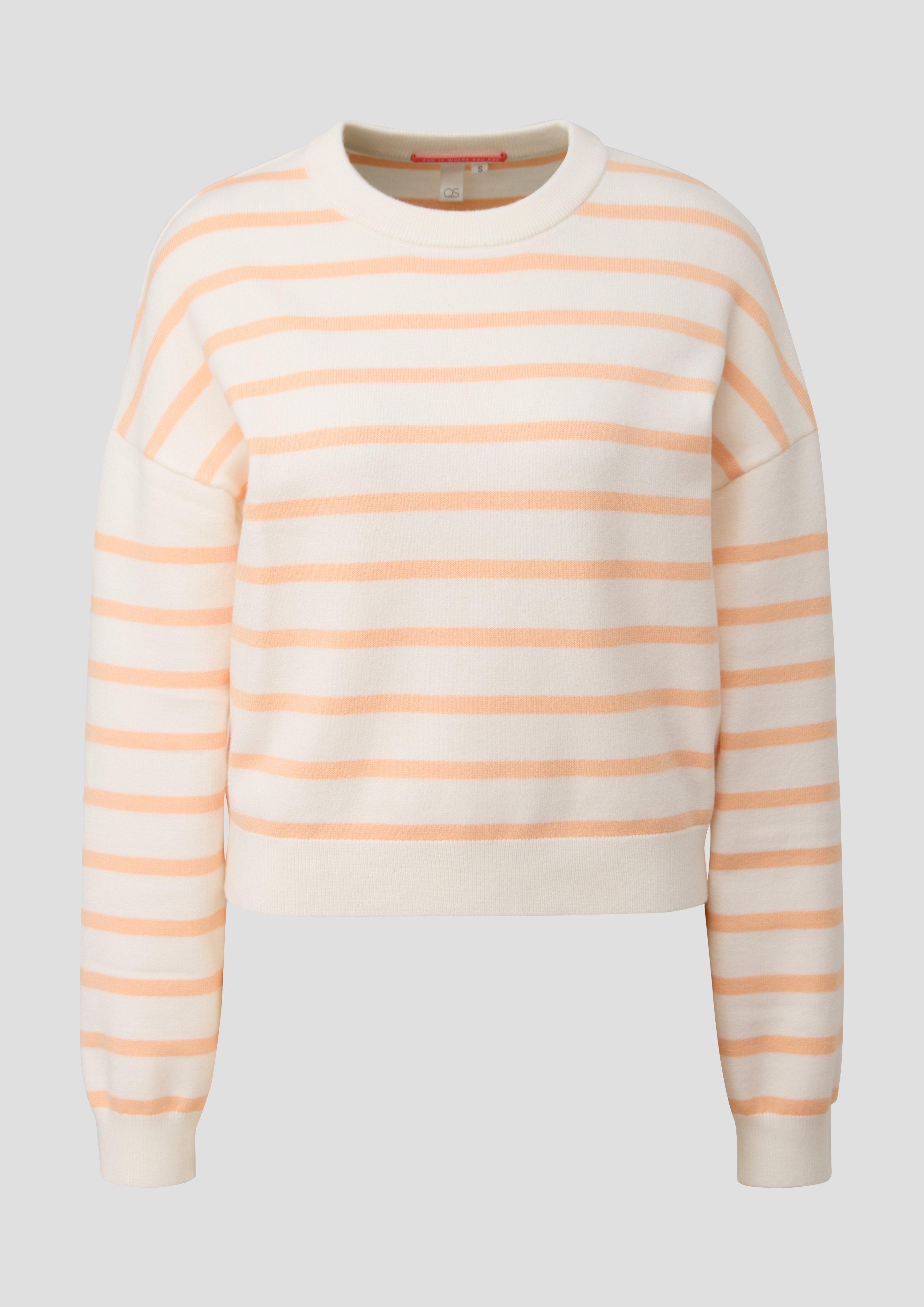 QS - Strickpullover aus Viskosemix, Damen, creme|orange