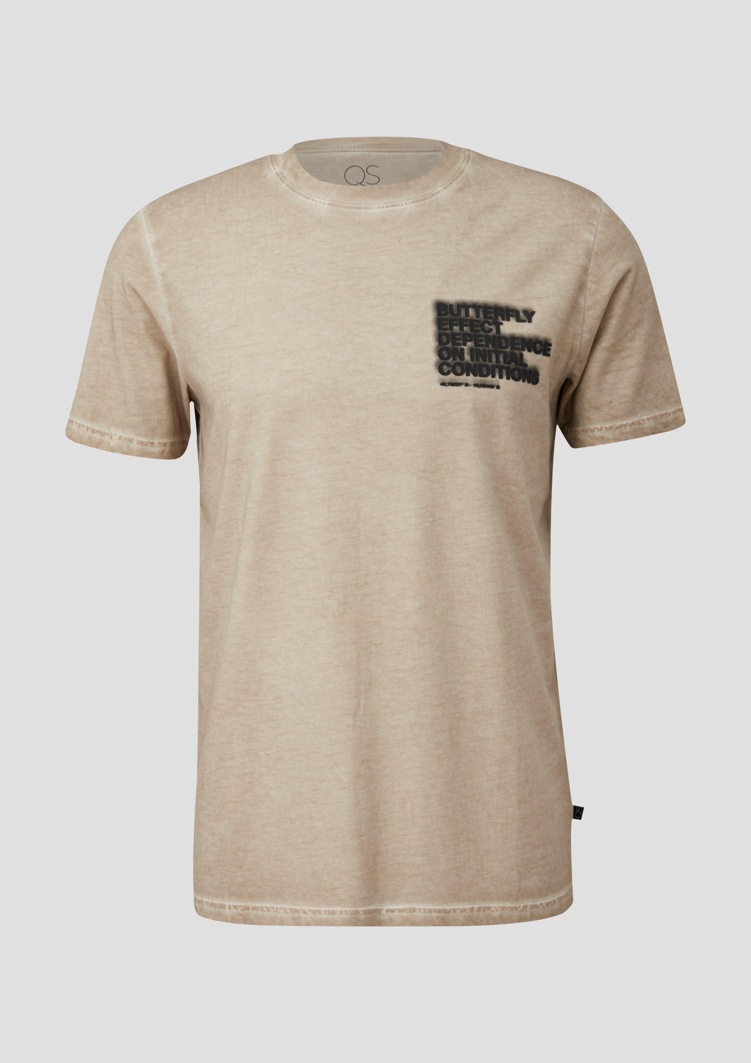 QS - T-Shirt mit Frontprint, Herren, Beige