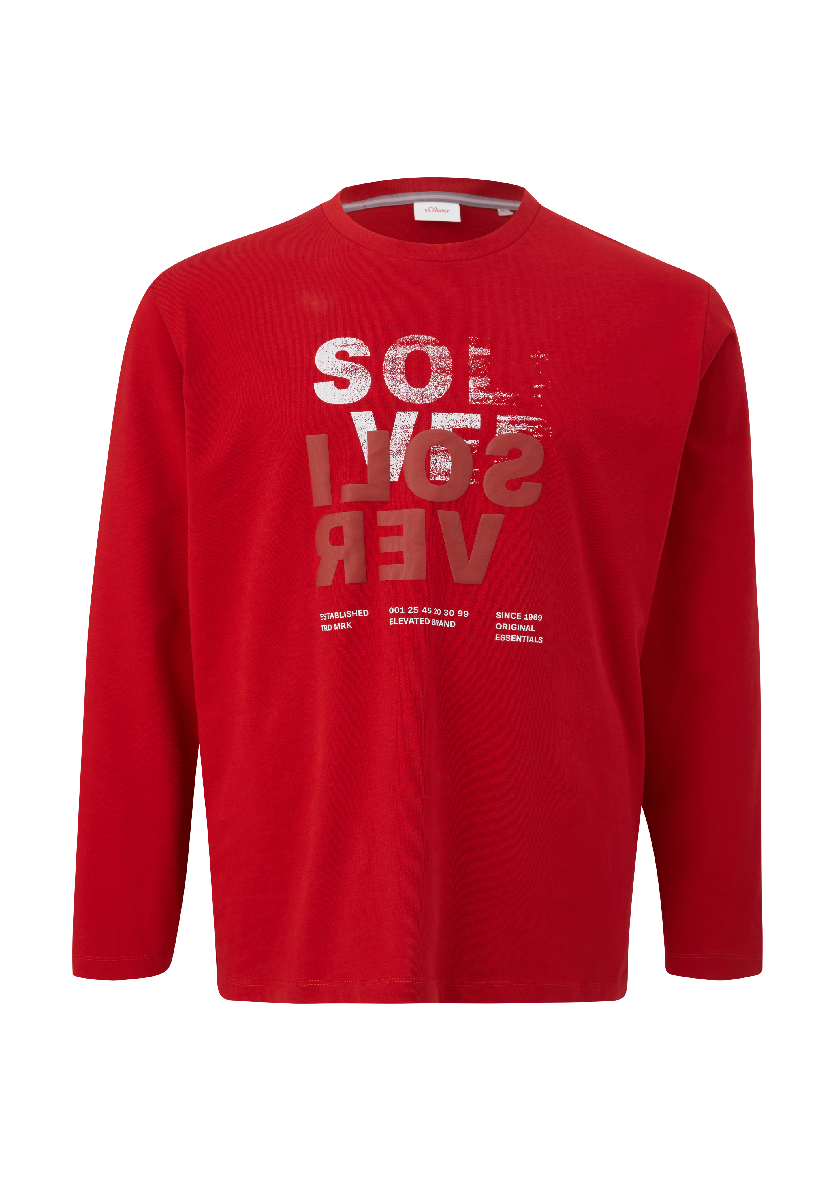 s.Oliver - Longsleeve mit gummiertem Label-Print, Herren, rot