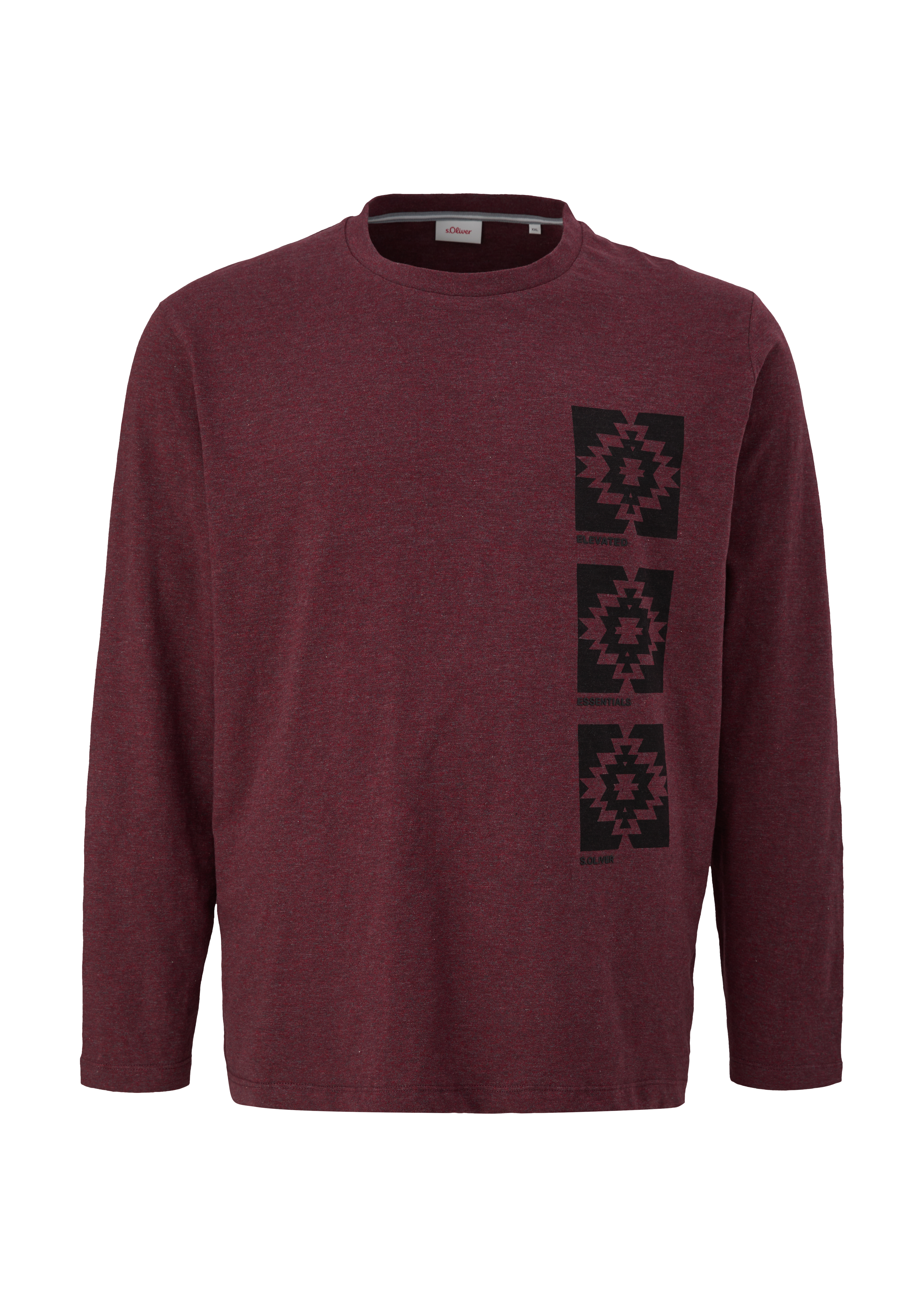 s.Oliver - Longsleeve mit gummiertem Grafik-Print, Herren, rot