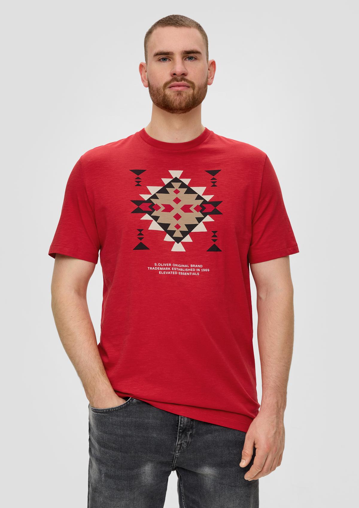 s.Oliver T-shirt en coton à la texture fil flammé