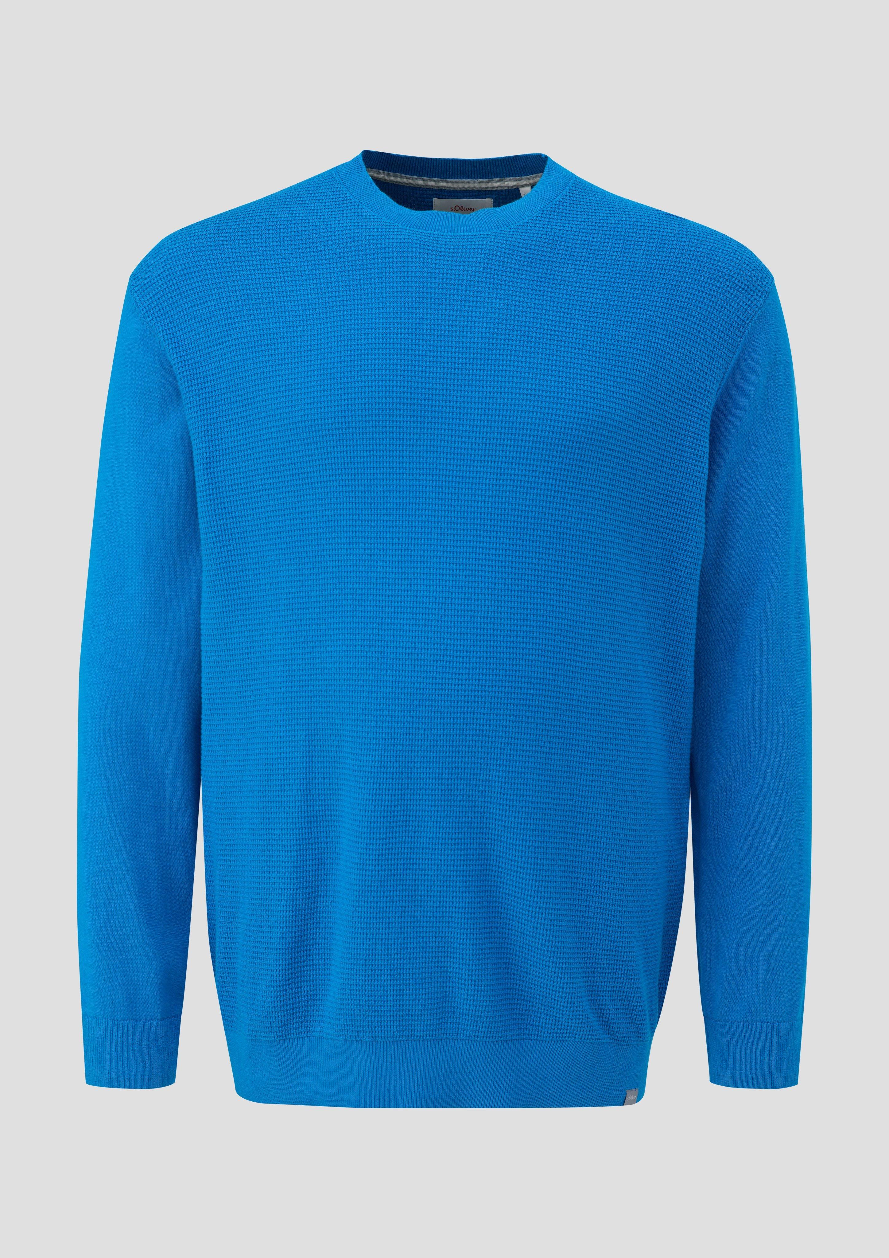 s.Oliver - Strickpullover mit Waffelpiqué-Muster, Herren, blau