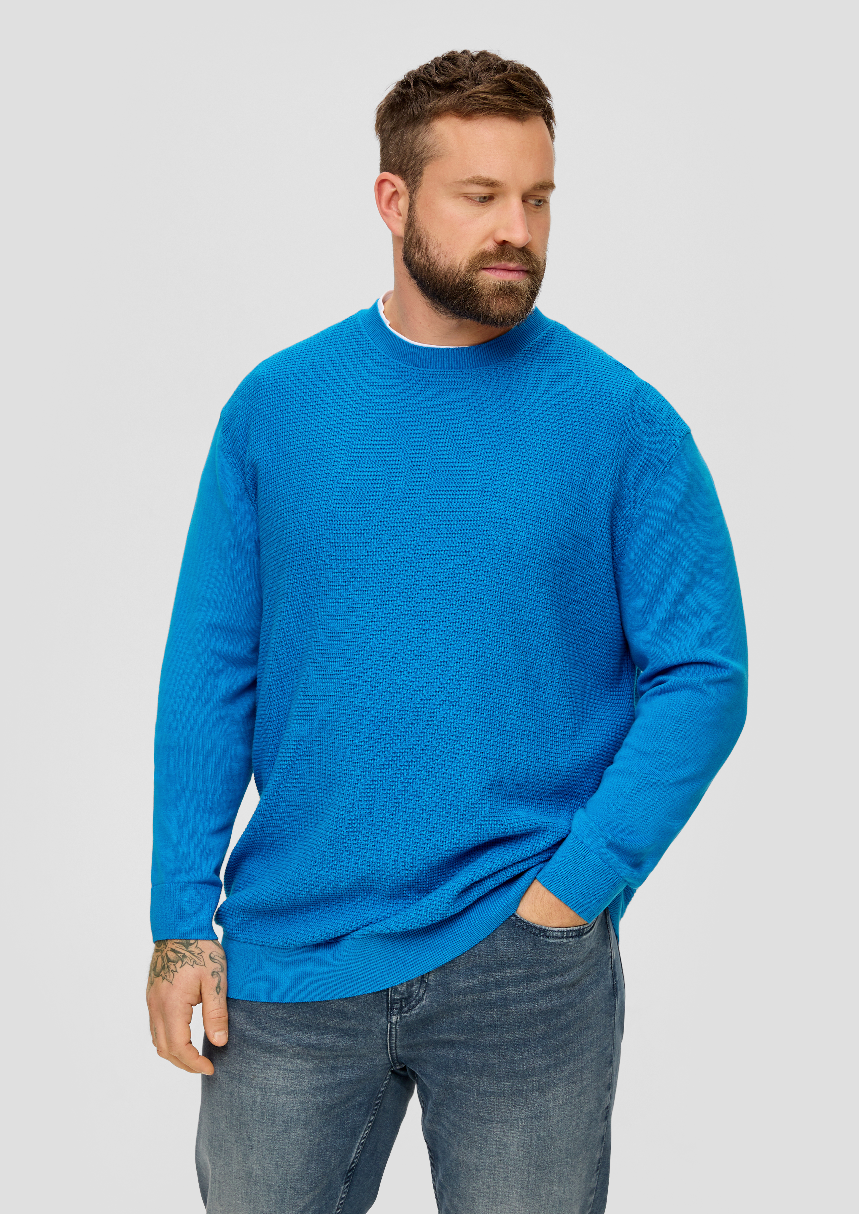 S.Oliver Strickpullover mit Waffelpiqué-Muster