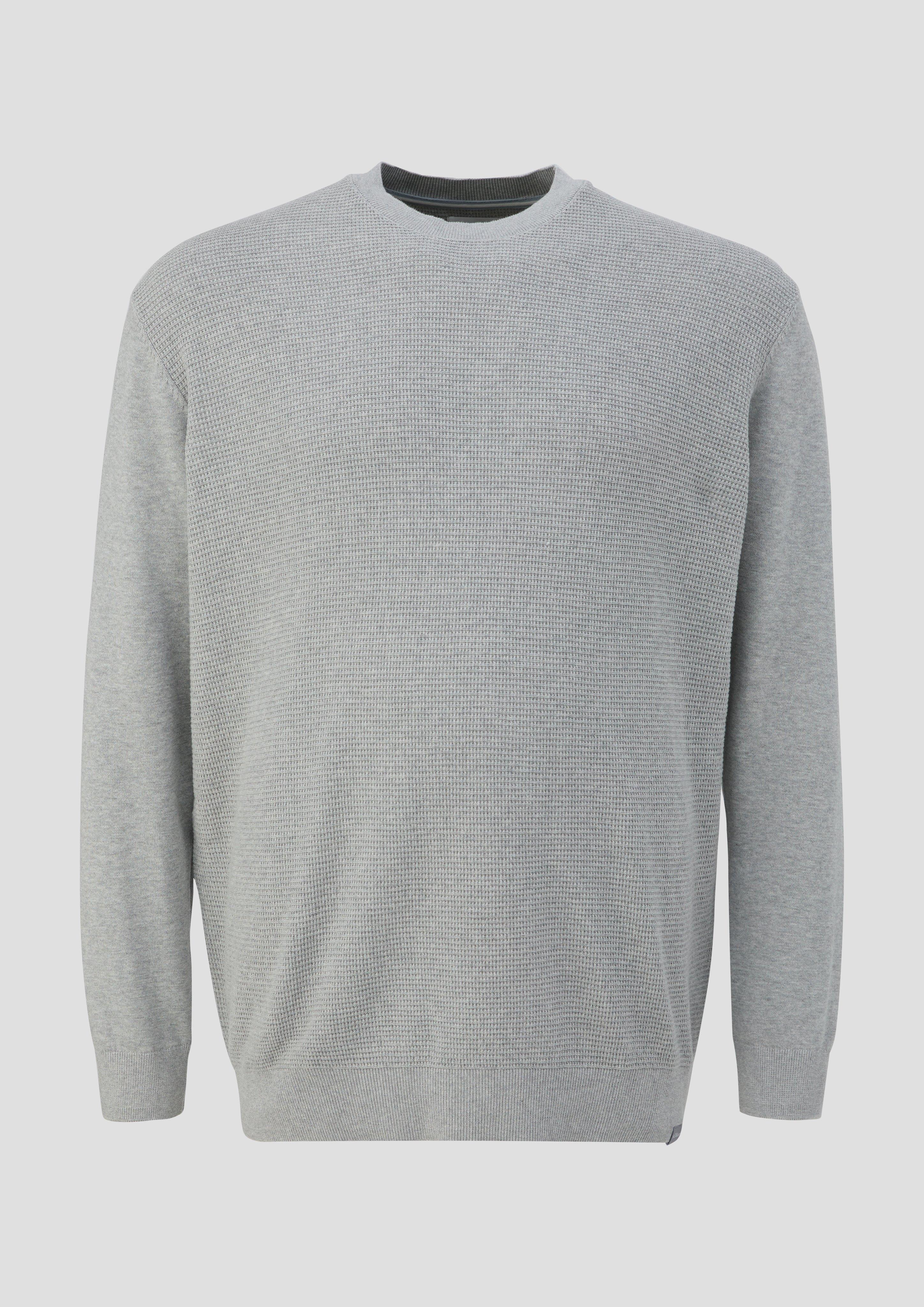 s.Oliver - Strickpullover mit Waffelpiqué-Muster, Herren, grau