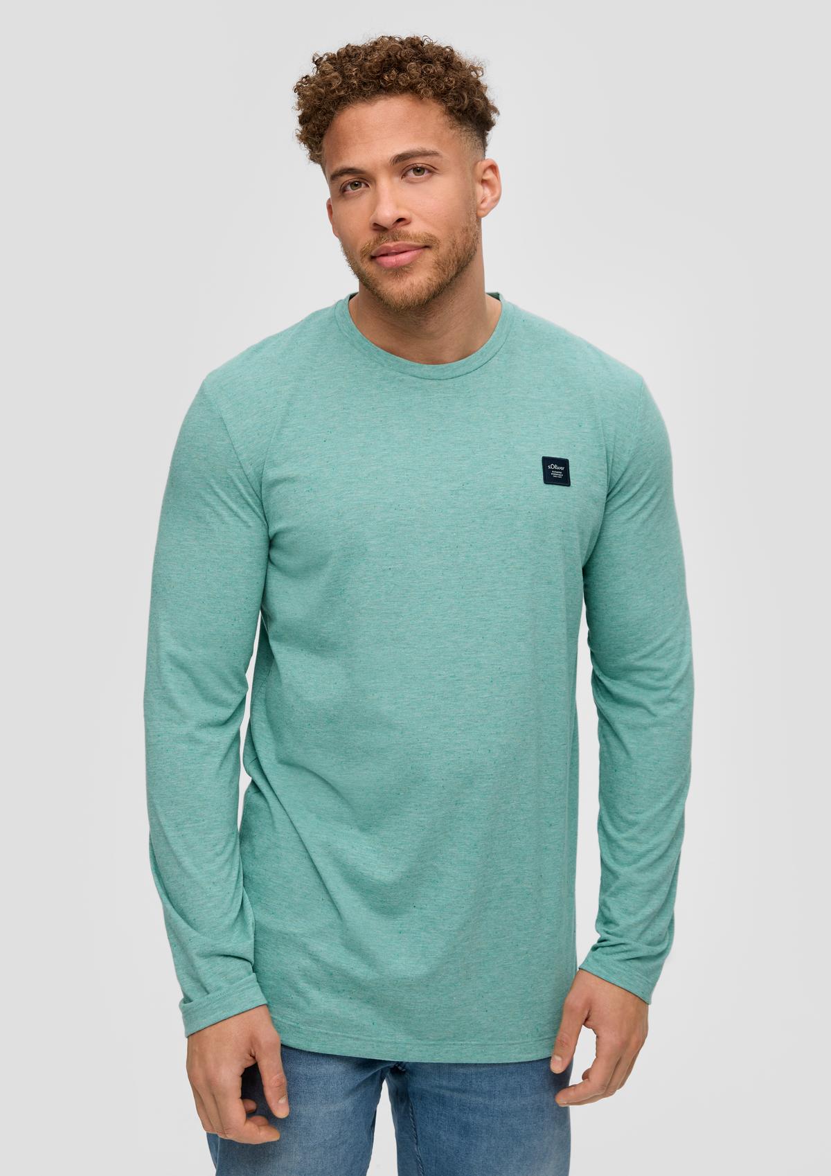 Long sleeve sage with green rolled hem - a top