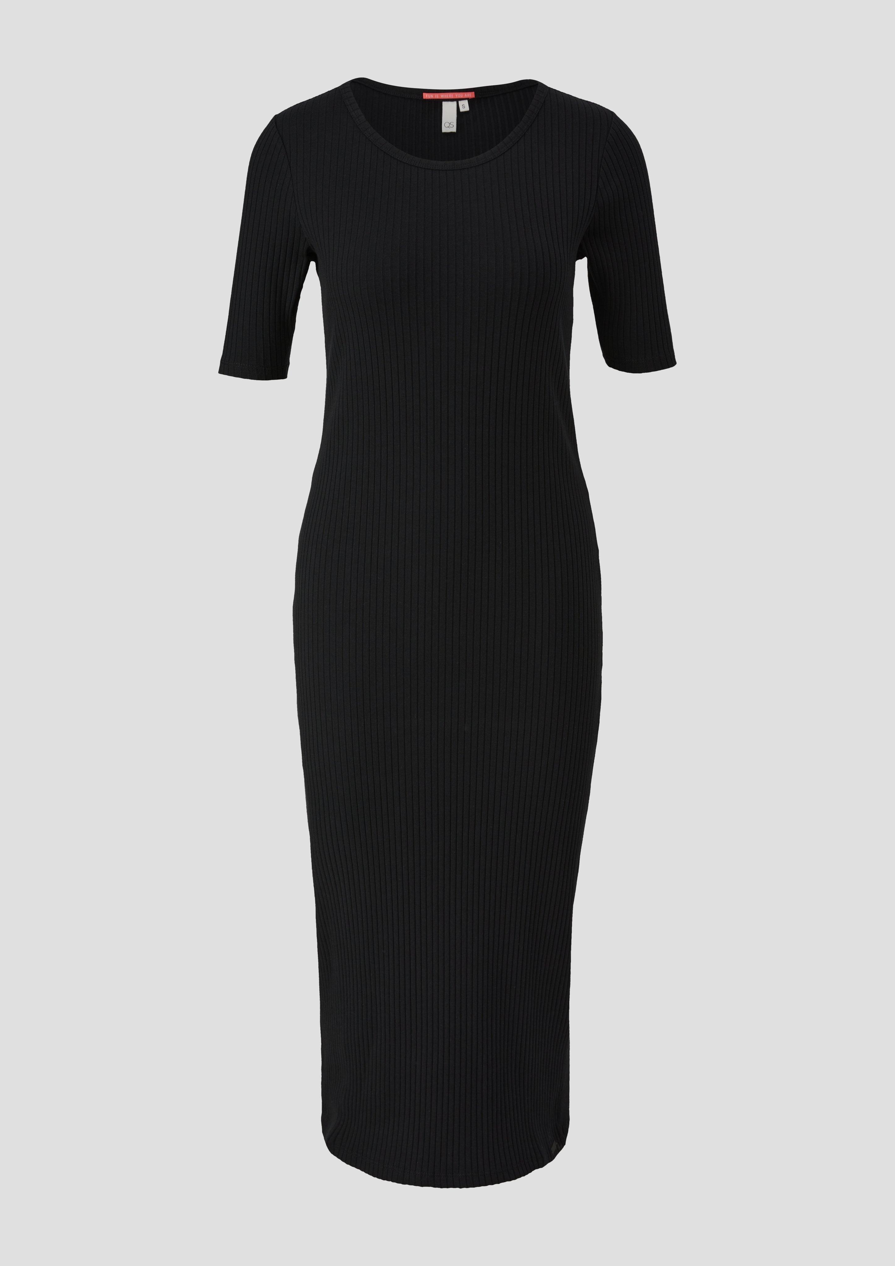 QS - Maxi-Kleid mit Rippstruktur, Damen, schwarz