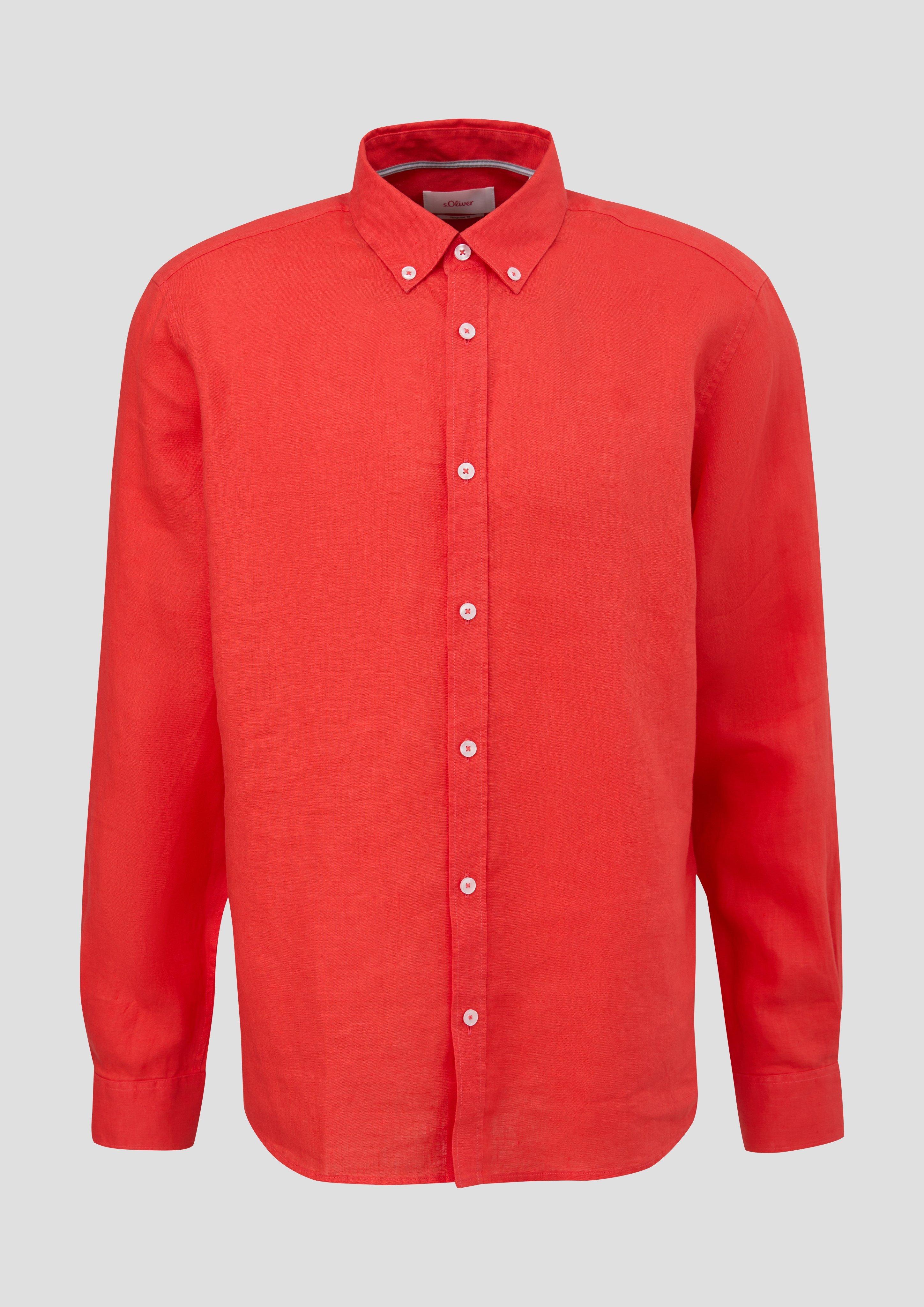 s.Oliver - Leinenhemd mit Button-Down-Kragen, Herren, rot