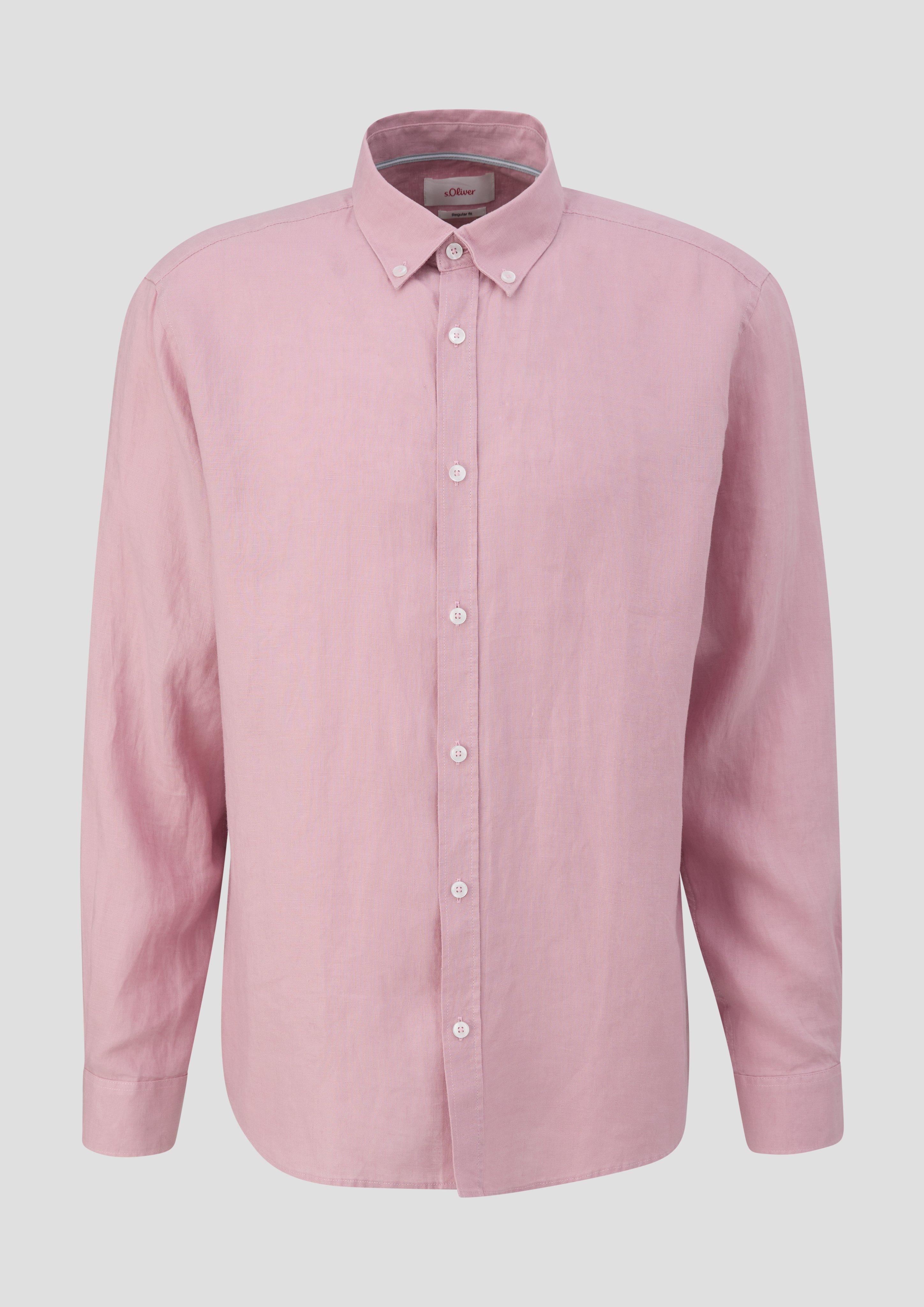 s.Oliver - Leinenhemd mit Button-Down-Kragen, Herren, Rosa