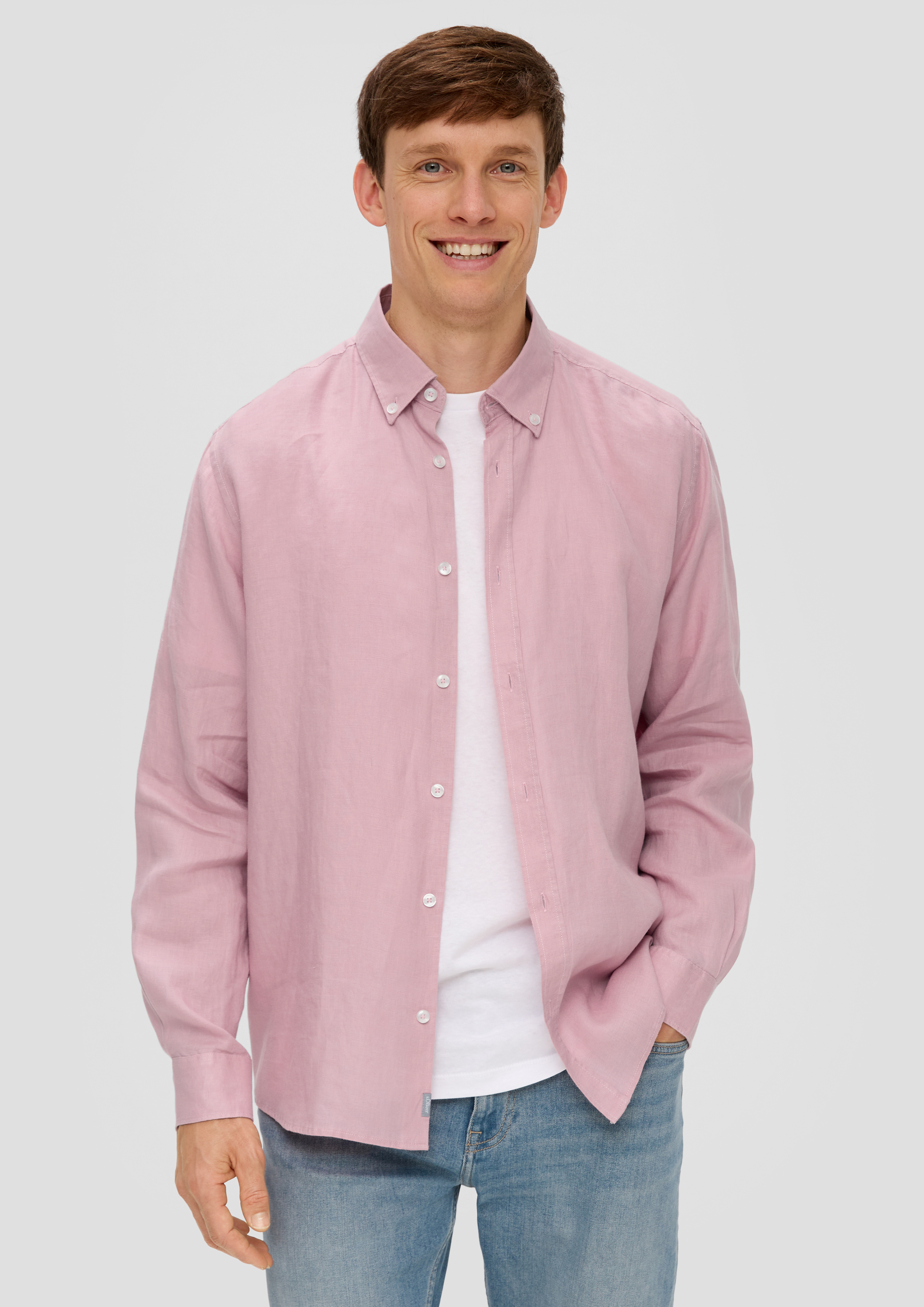 S.Oliver Leinenhemd mit Button-Down-Kragen