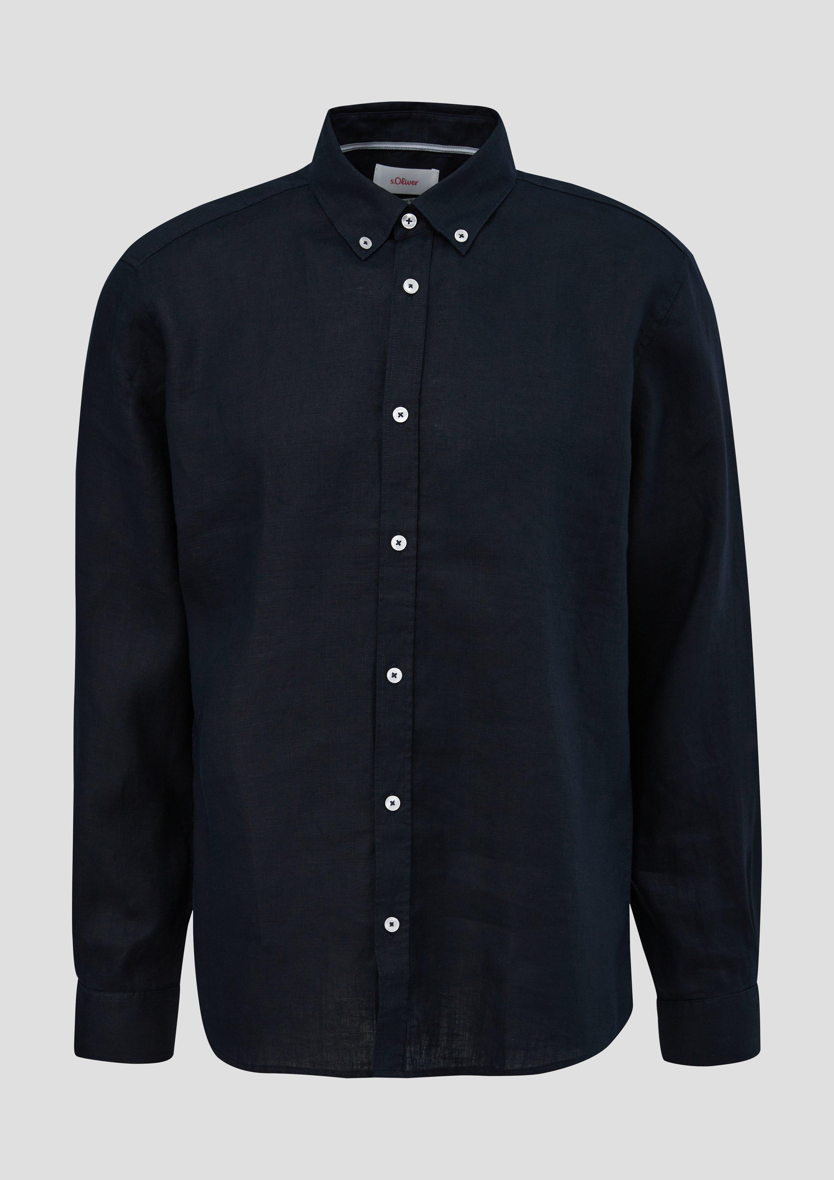 s.Oliver - Leinenhemd mit Button-Down-Kragen, Herren, blau