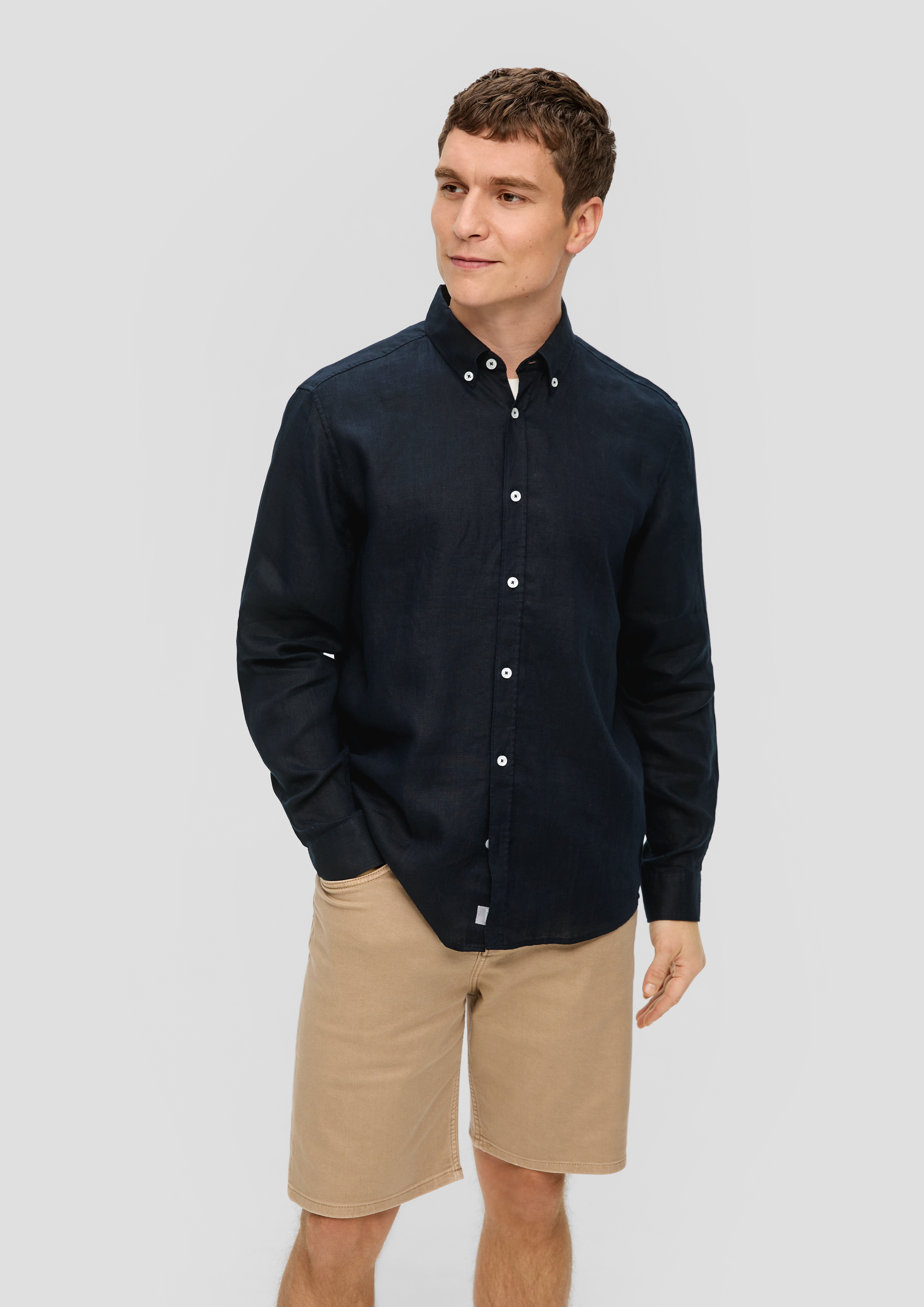 S.Oliver Leinenhemd mit Button-Down-Kragen