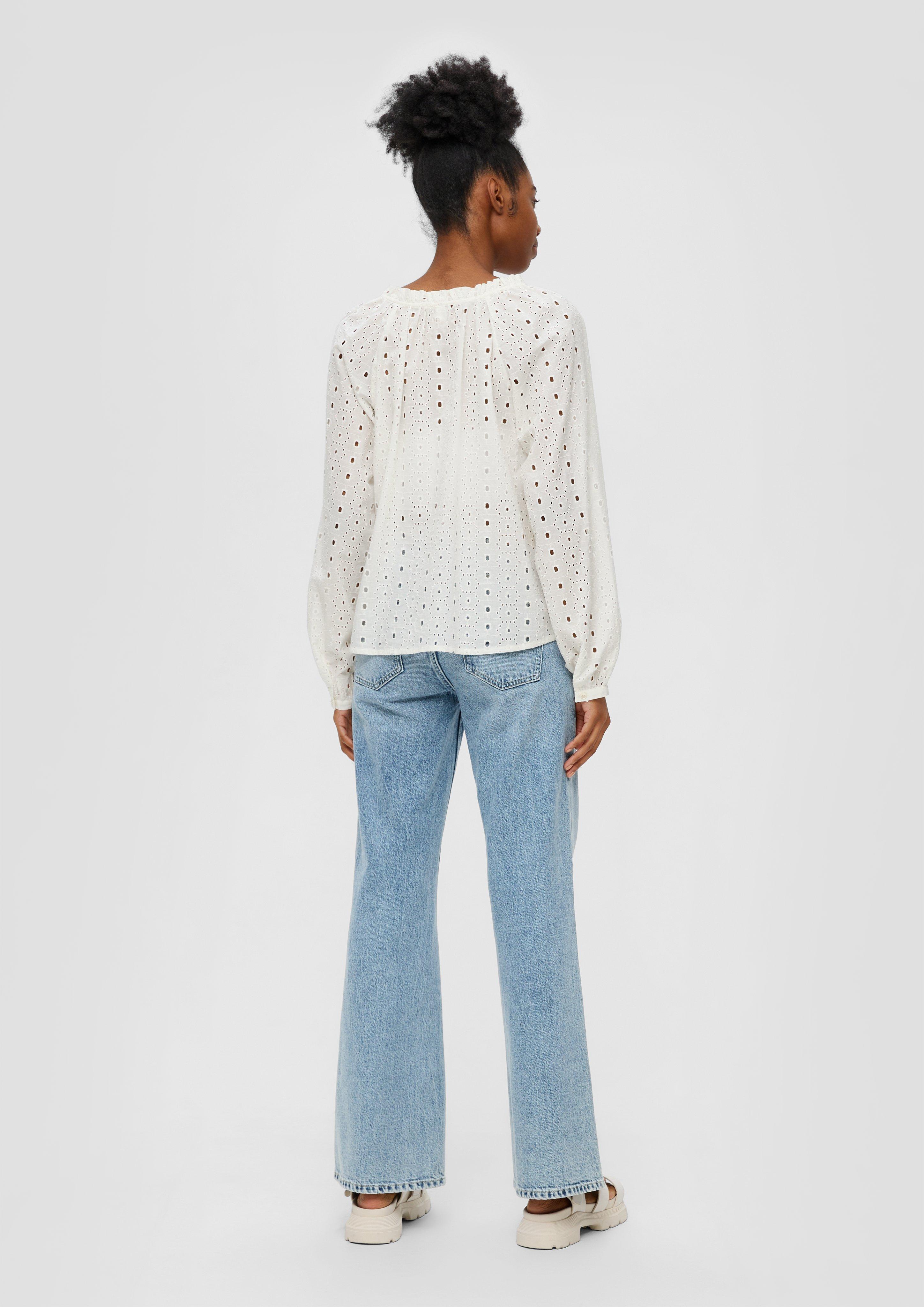 S.Oliver Bluse Mit Broderie Anglaise – Elegant Mit Langarm & Hemdkragen