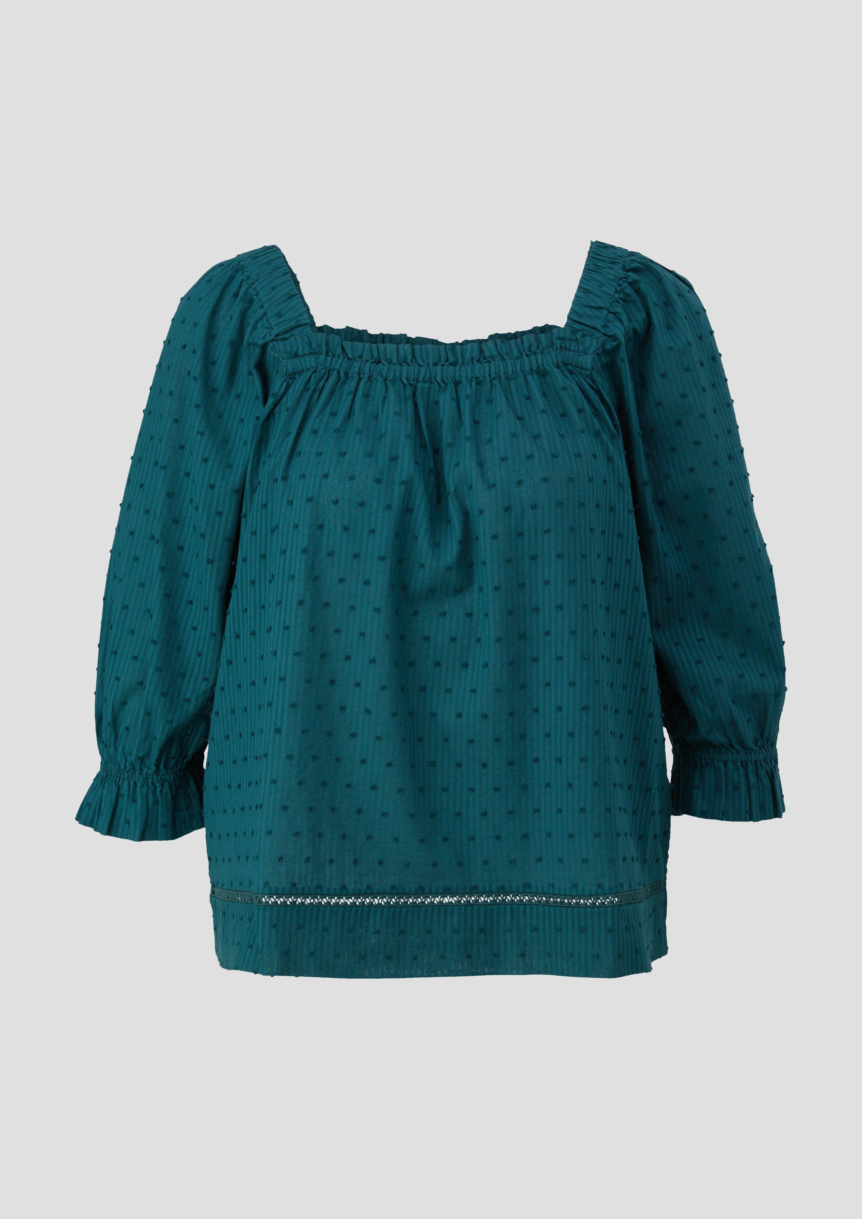 Thumbnail - QS - Off-Shoulder-Bluse mit Dobby-Struktur, Damen, Blau