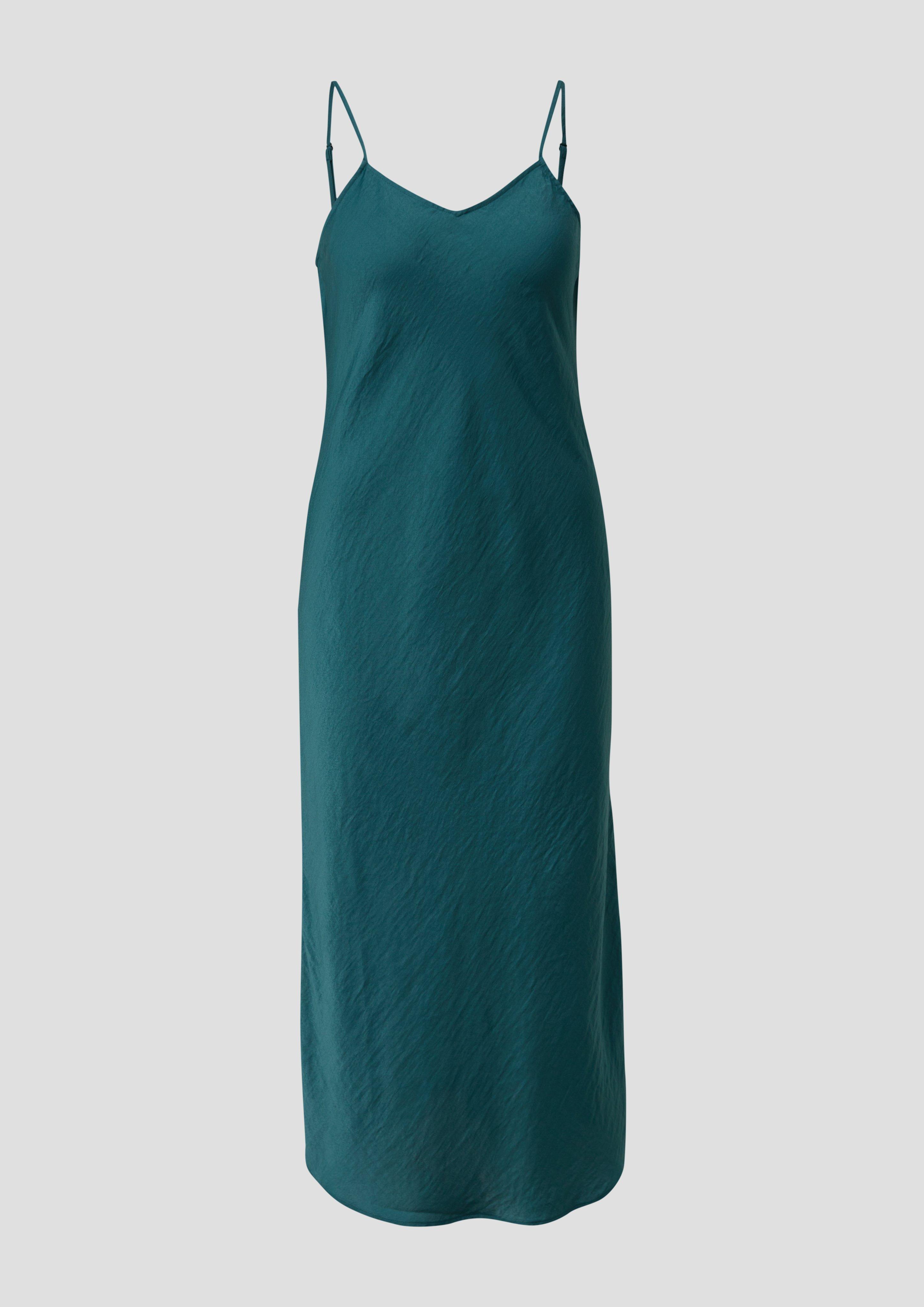 QS - Fließendes Satinkleid mit Spaghetti-Trägern, Damen, Blau