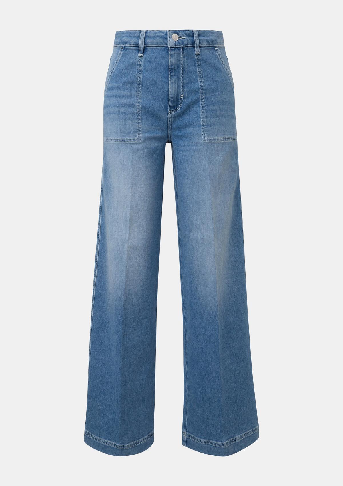 Wide-leg jeans with a high waistband - blue