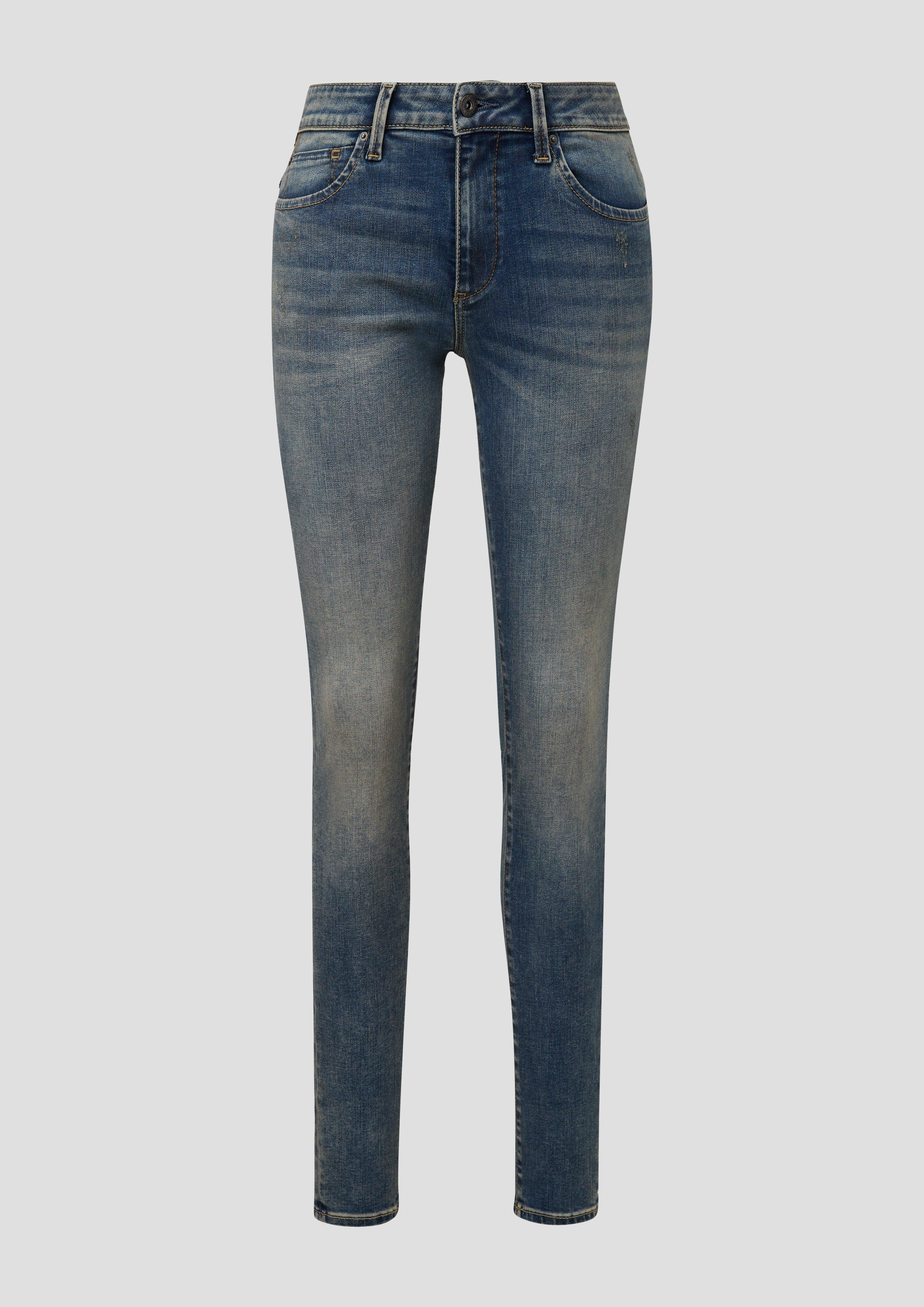 QS - Jeans Sadie / Skinny fit / Mid rise / Skinny leg, Damen, blau