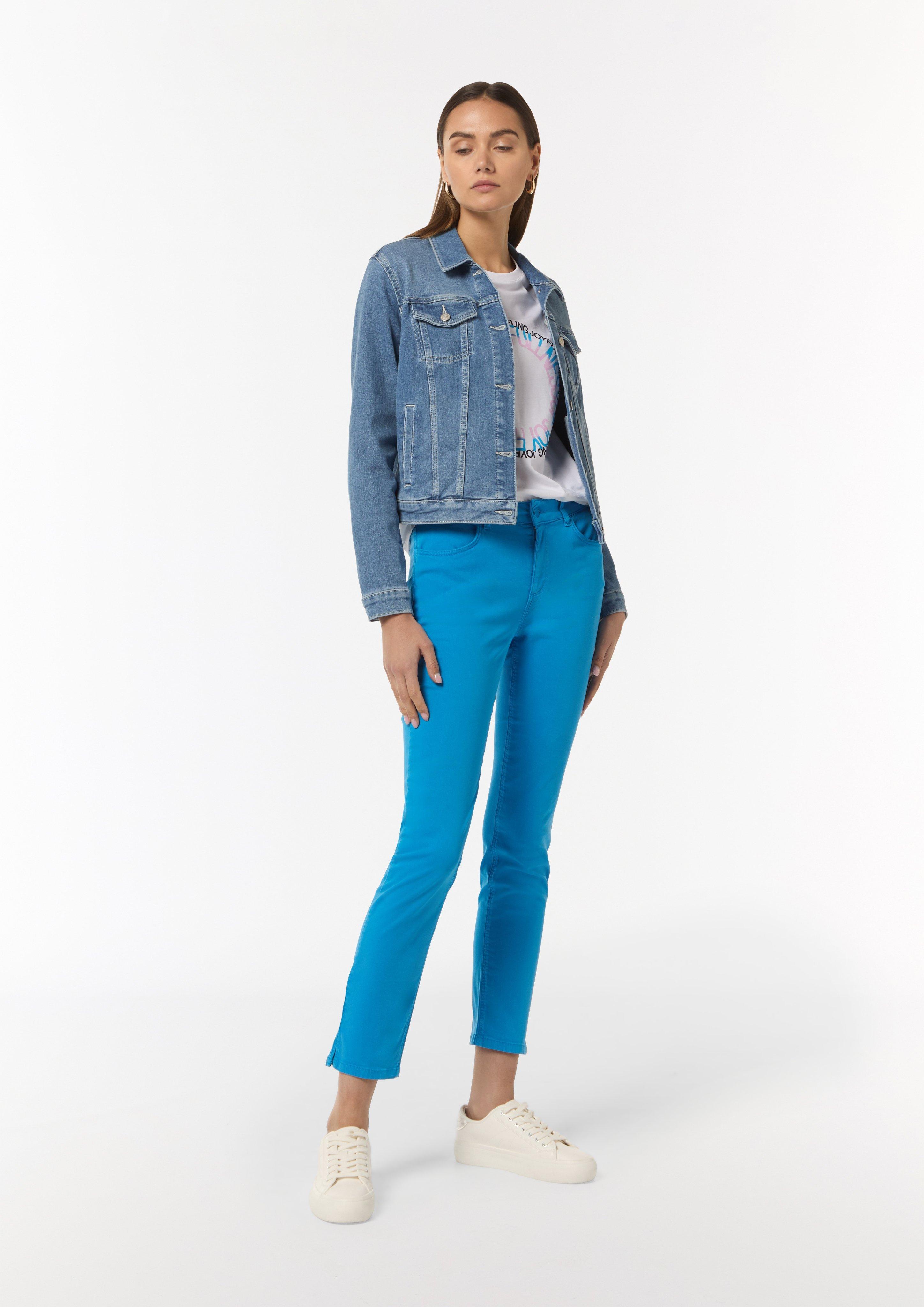 Satin trousers in a skinny fit - turquoise | Comma