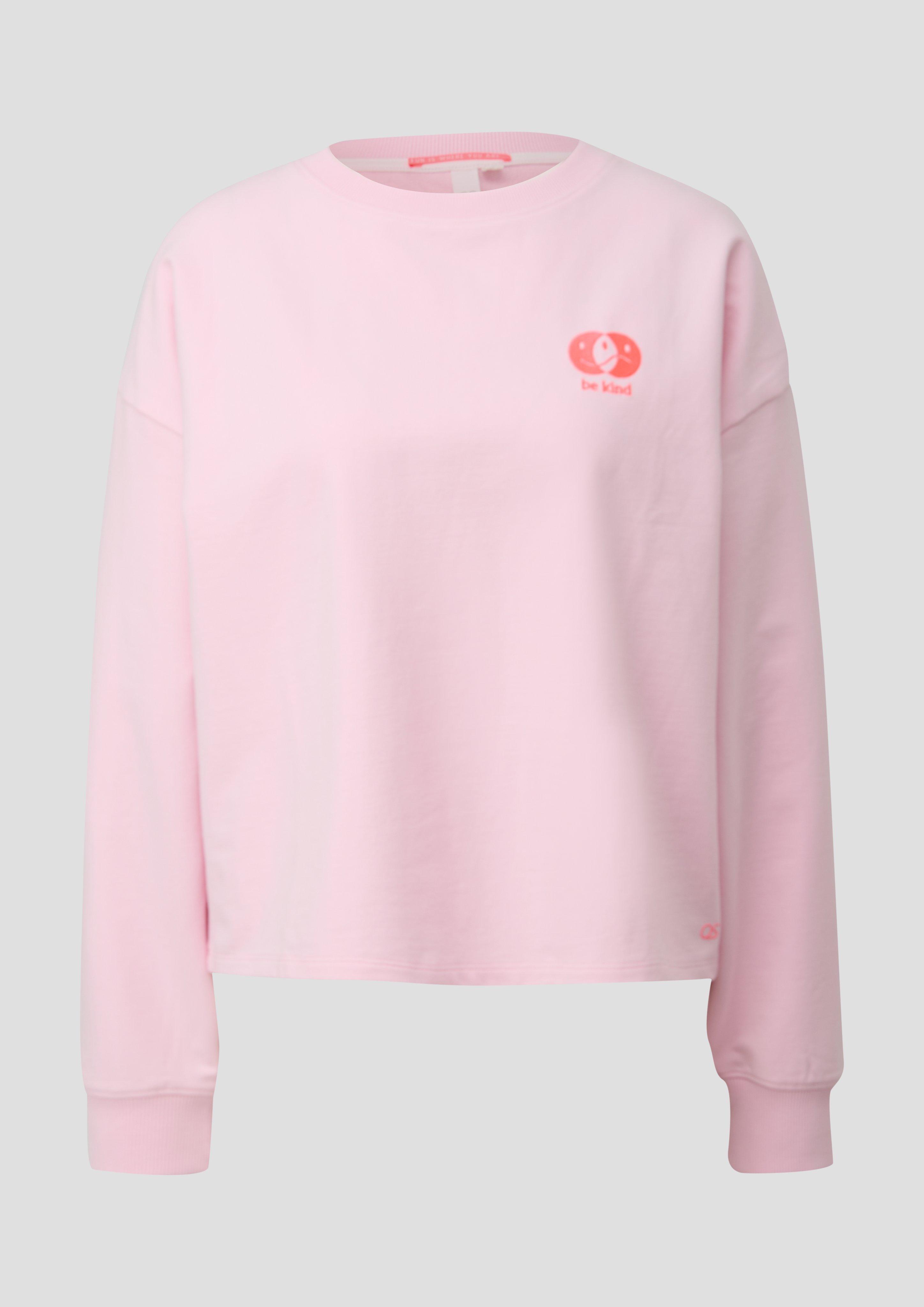 QS - Sweatshirt im Boxy Cut mit Rückenprint, Damen, Rosa