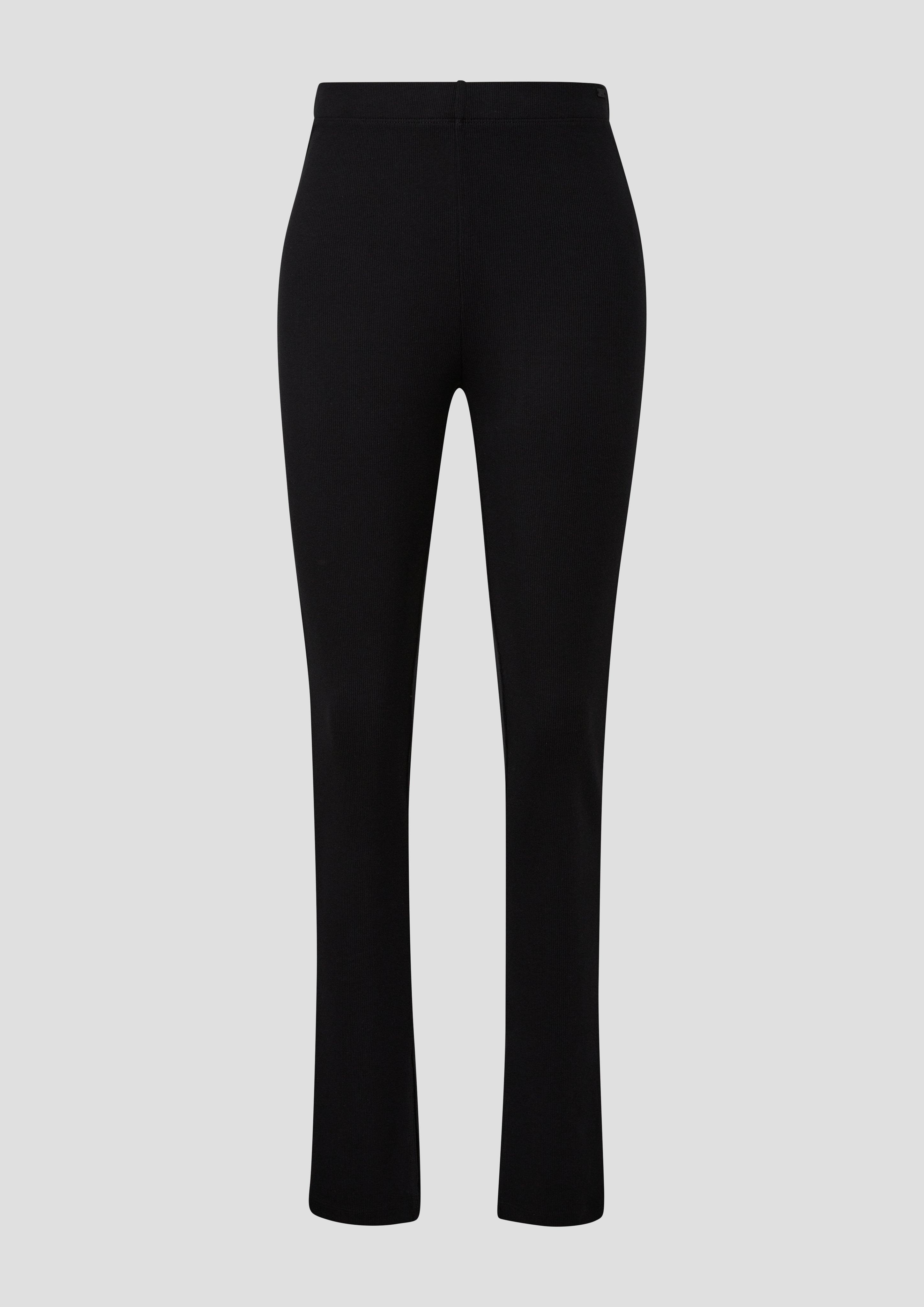 QS - Skinny: Leggings mit Rippstruktur, Damen, schwarz|weiß