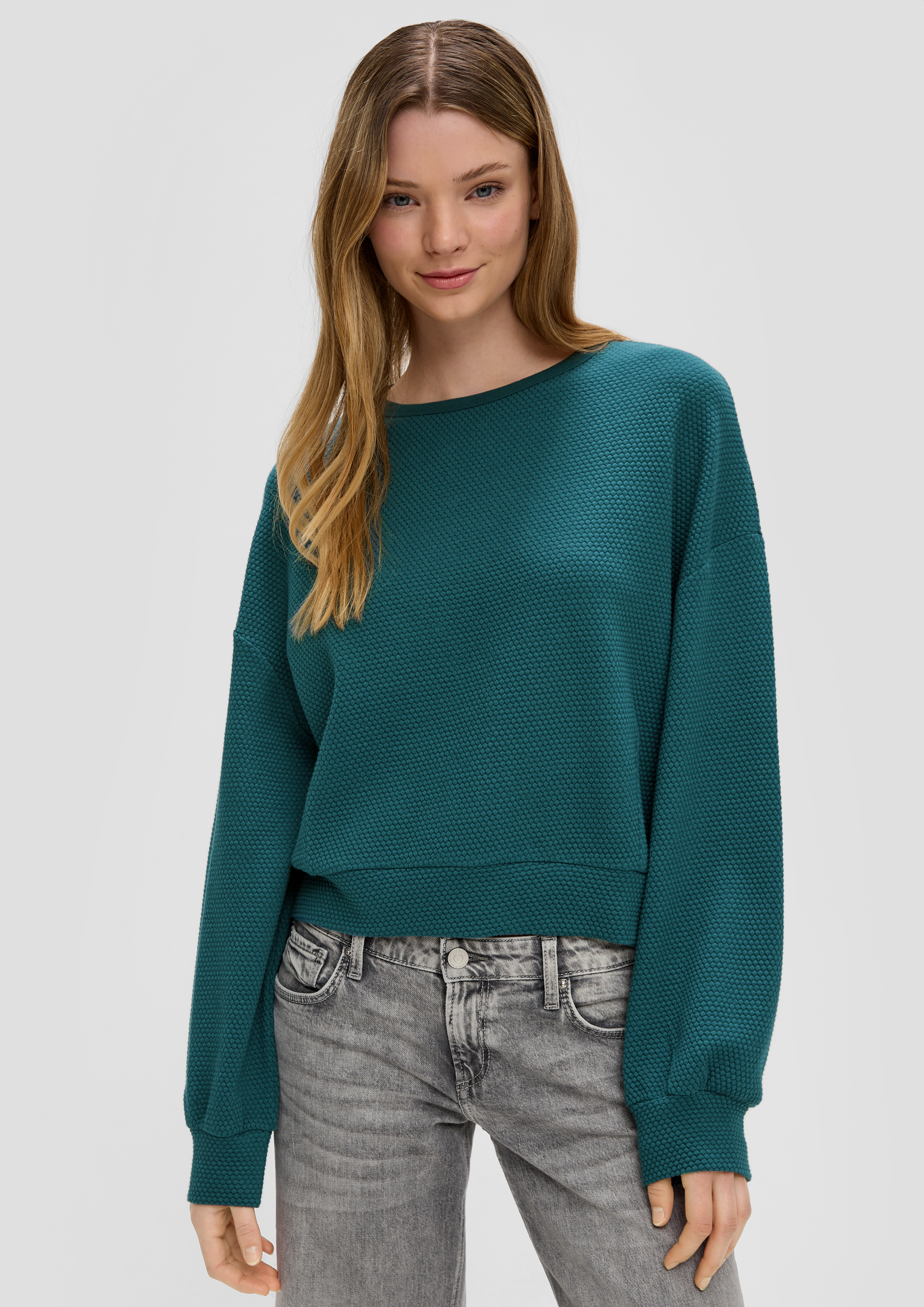 S.Oliver Sweatshirt im Boxy Cut mit Piquéstruktur