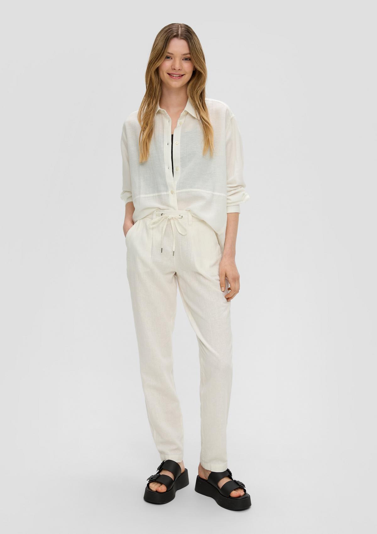 s.Oliver Regular fit: linen blend trousers with a straight leg
