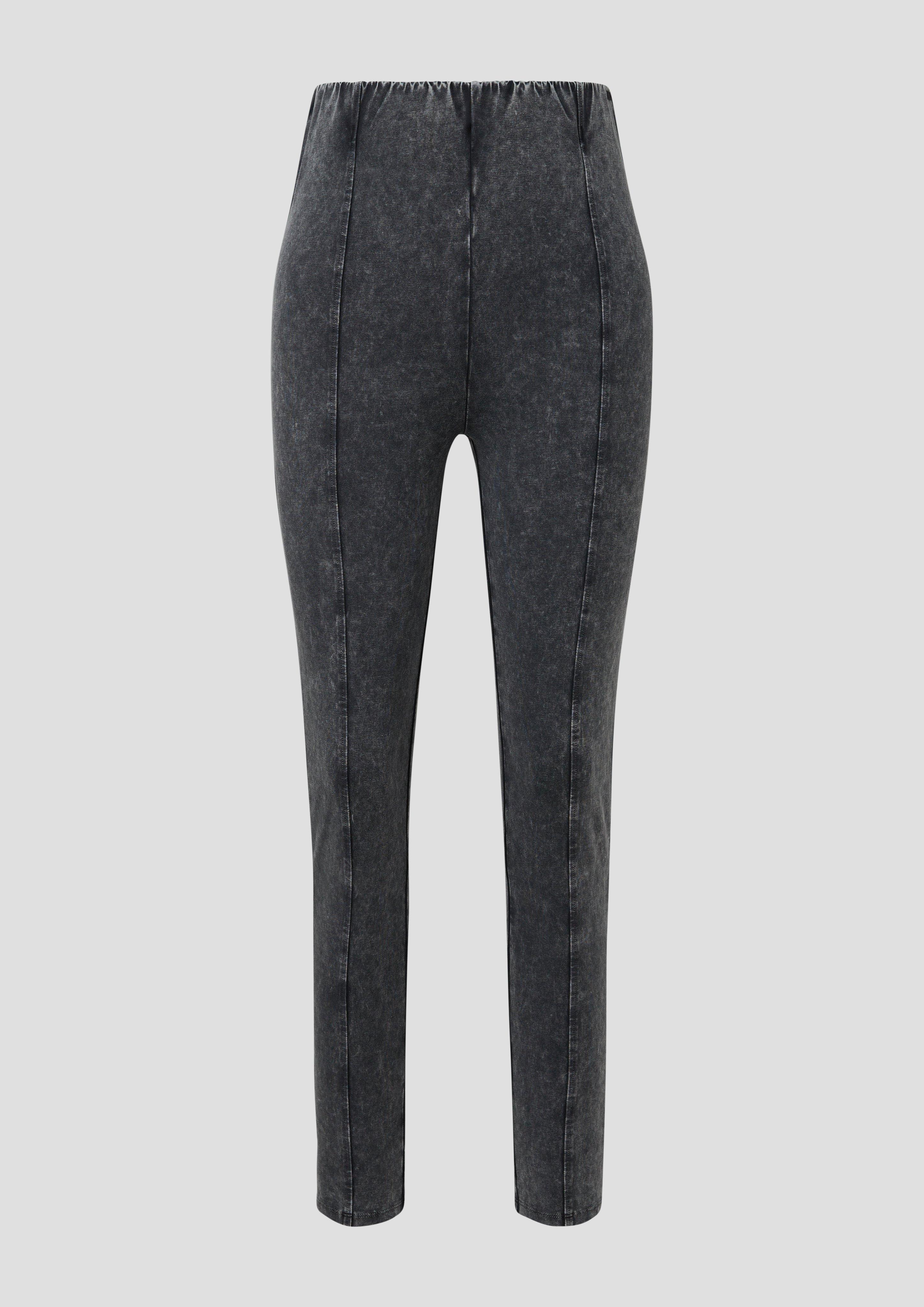 QS - Super Skinny: Leggings mit High Rise Bund, Damen, schwarz