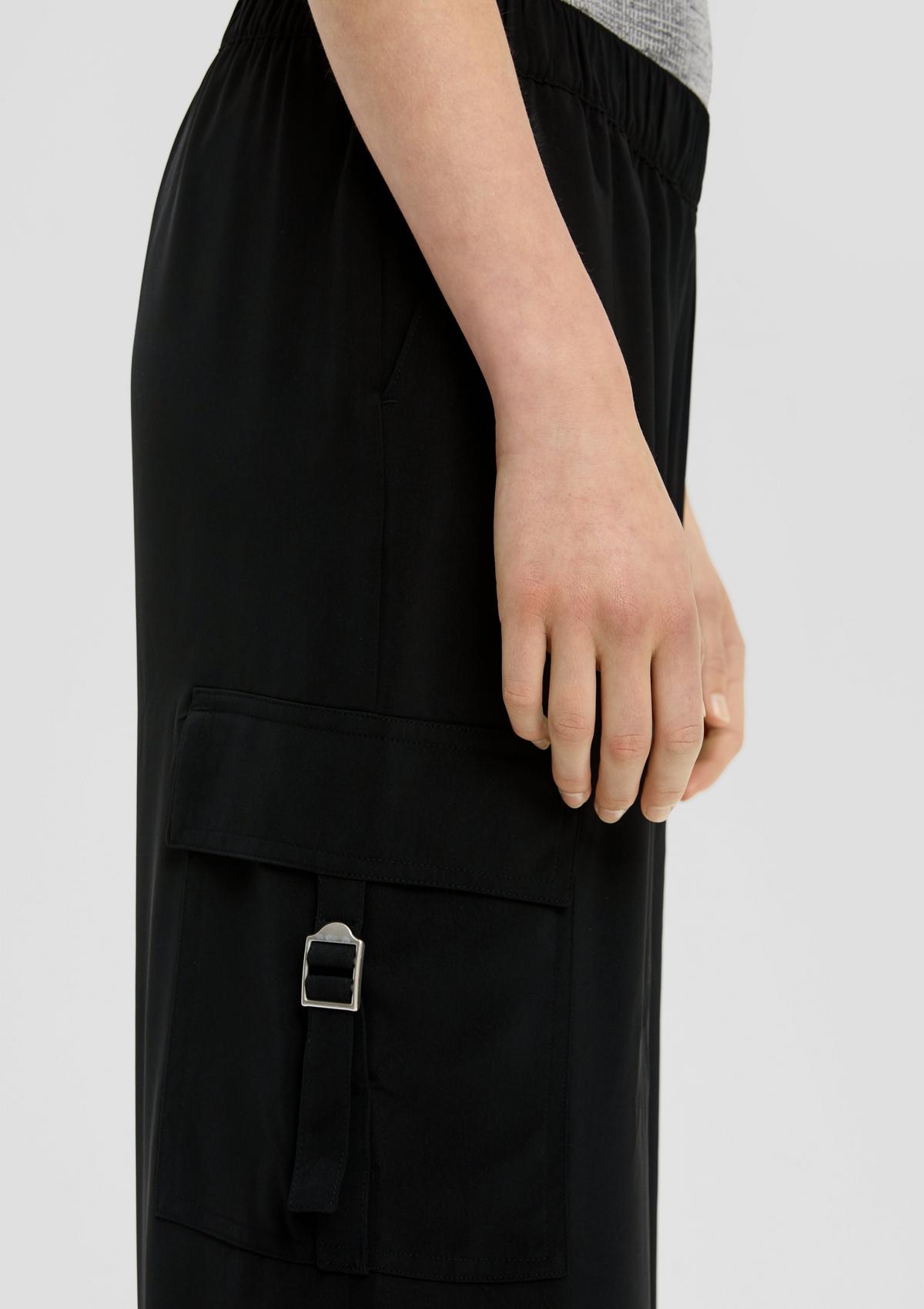 s.Oliver Satin trousers with a wide leg and cargo pockets