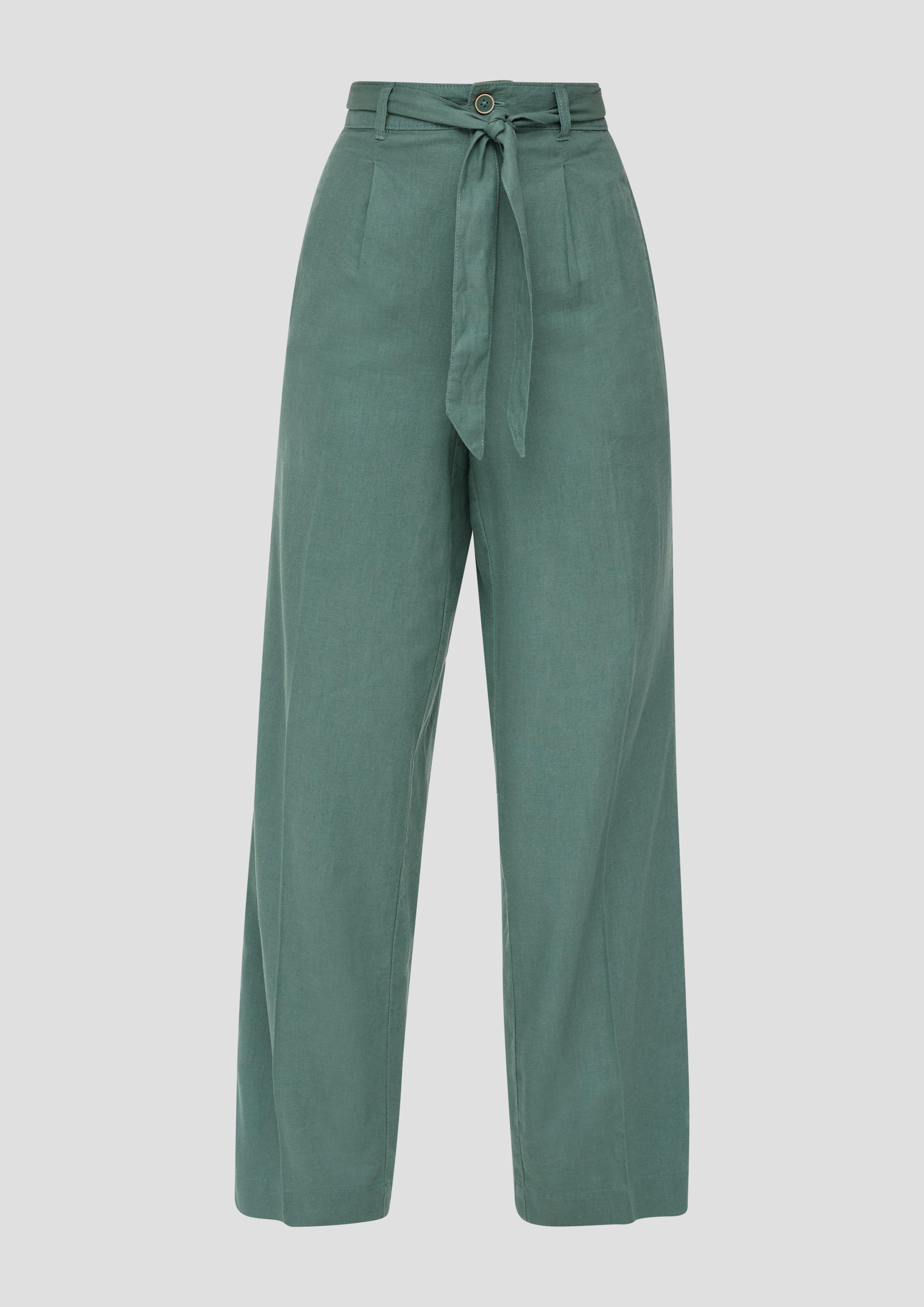 Thumbnail - s.Oliver - Wide-Leg-Hose aus Leinenmix, Damen, Blau