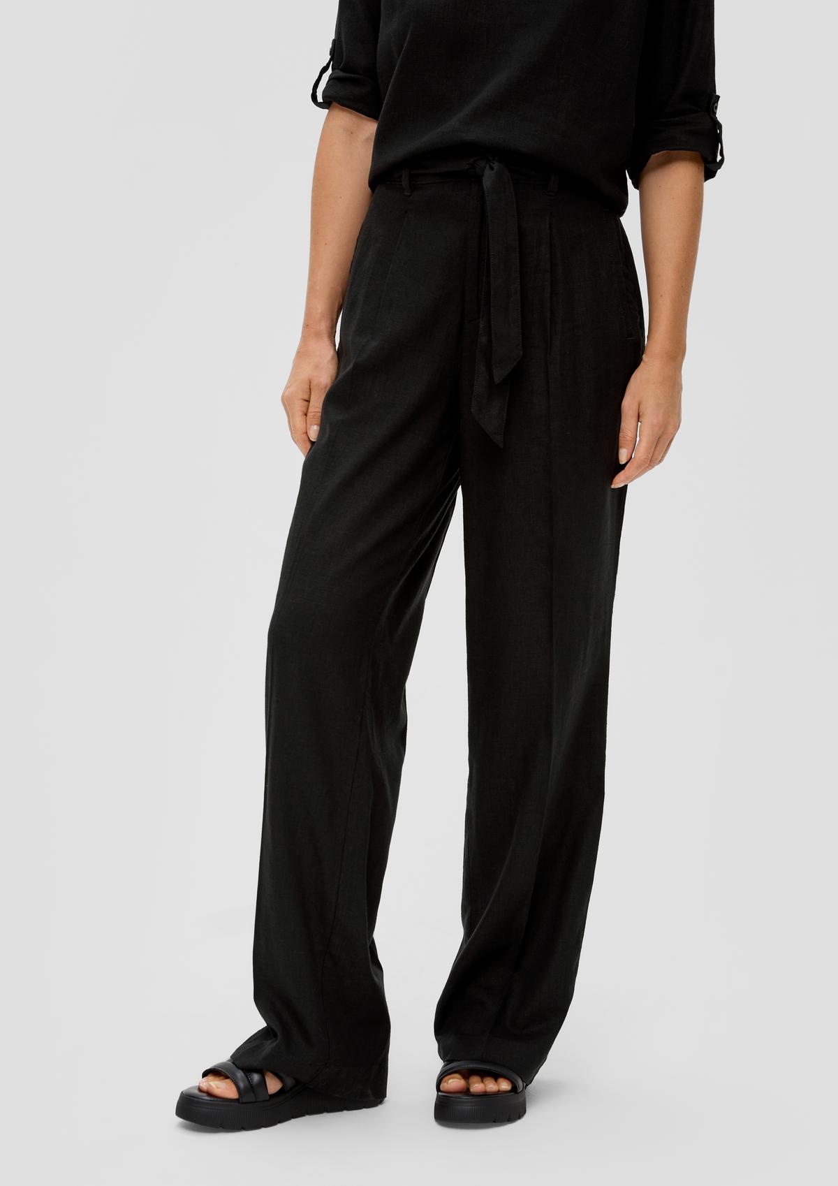 s.Oliver Paperbag trousers in a linen blend