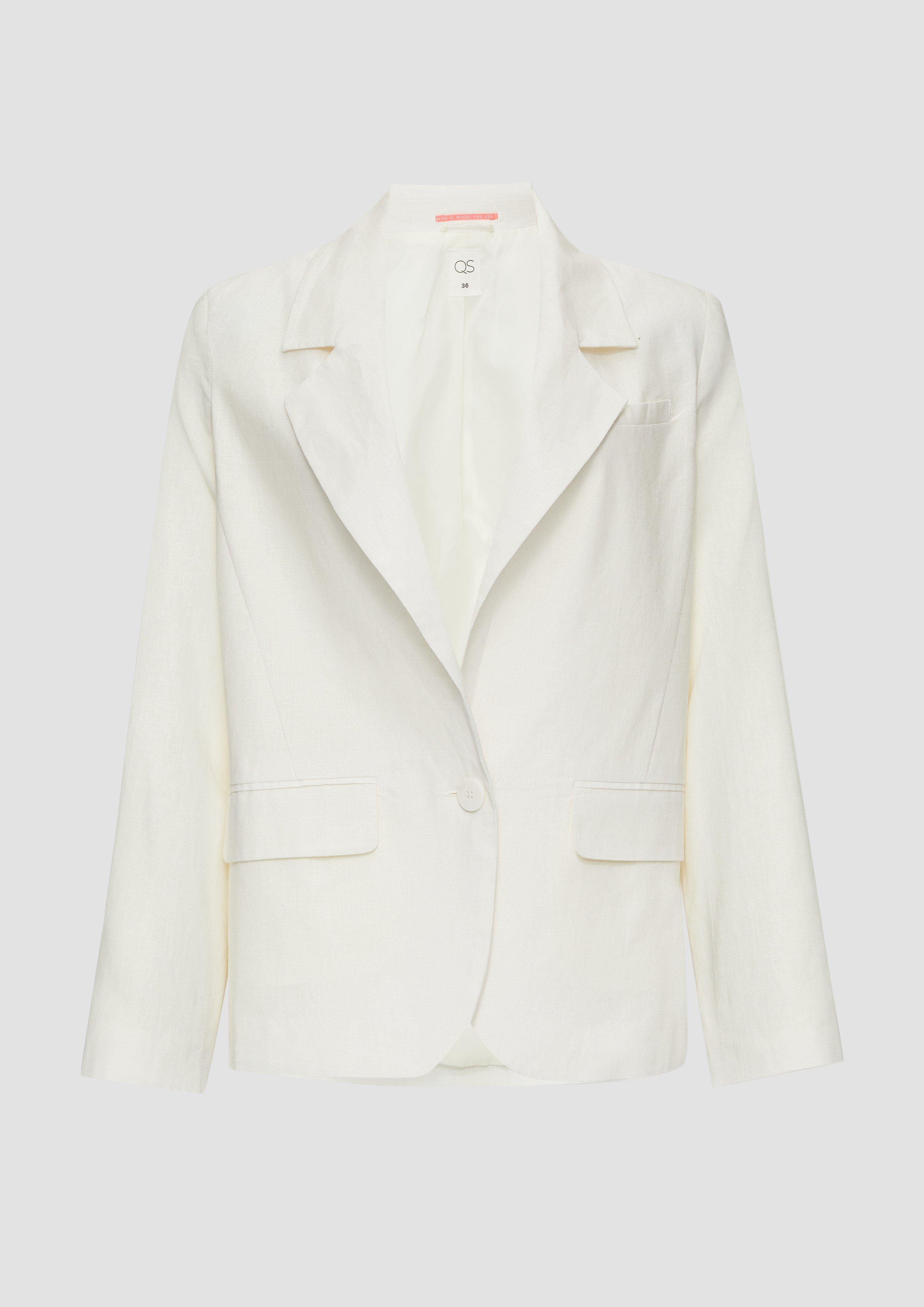 QS - Blazer aus Leinenmix, Damen, creme