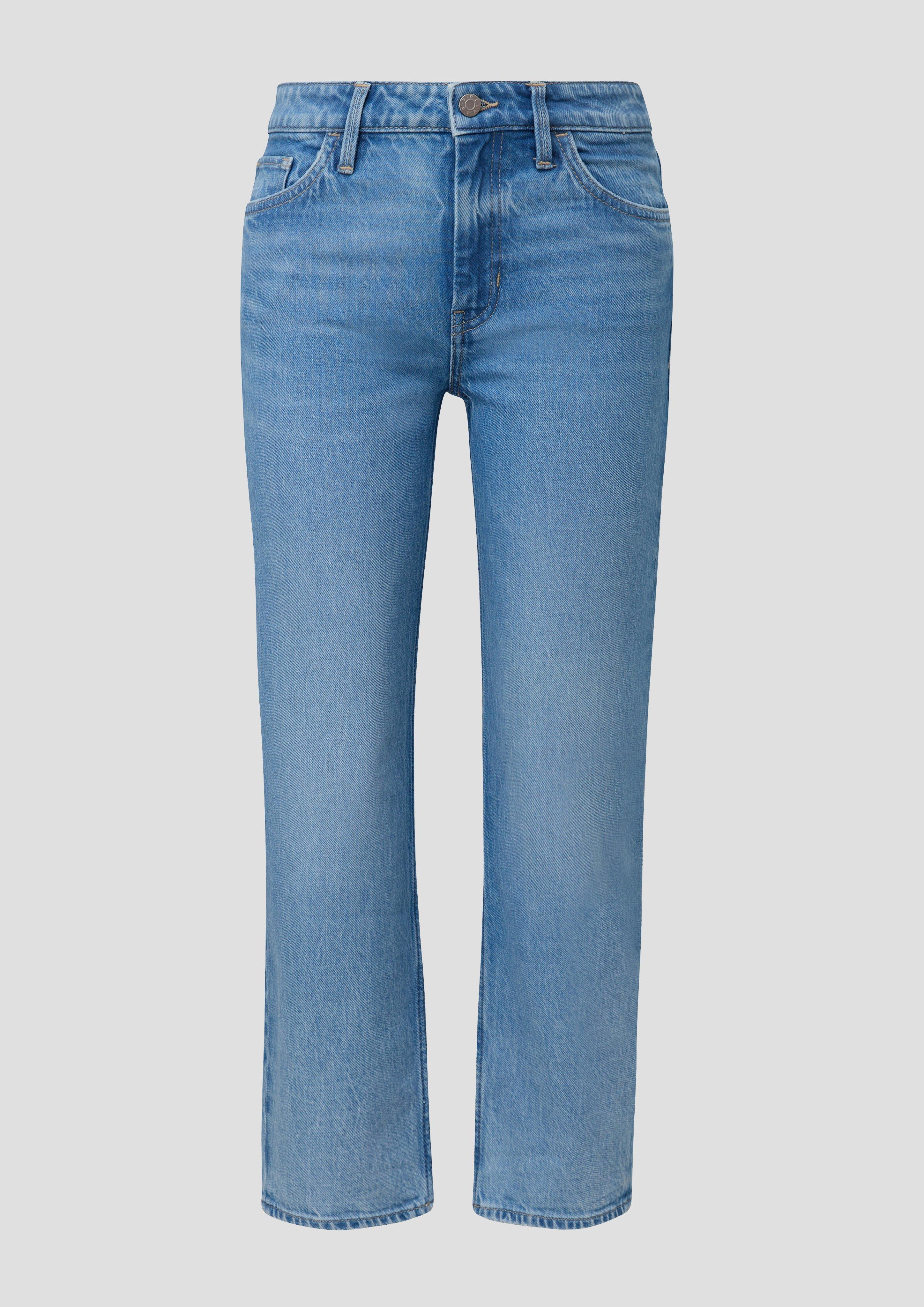 s.Oliver - Cropped Jeans Karolin / Regular Fit / Mid Rise / Straight Leg / All-over-Muster, Damen, blau