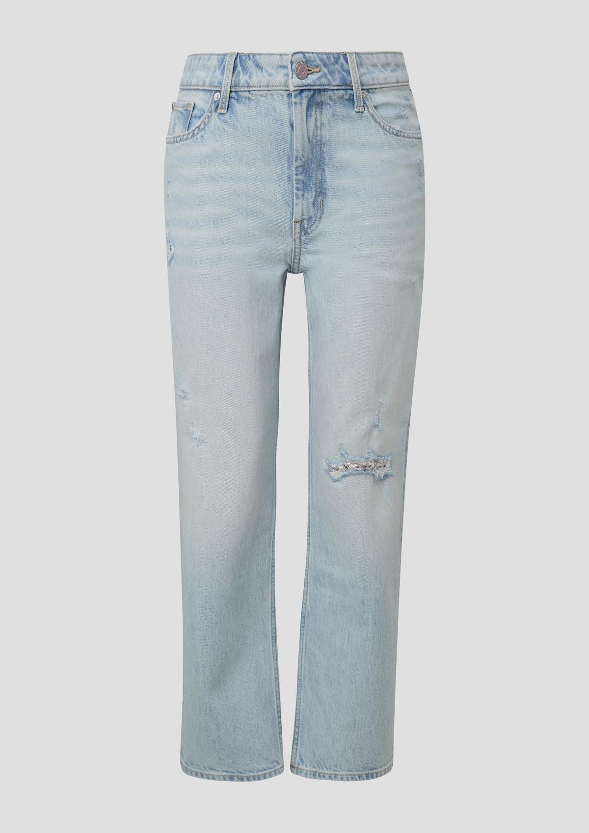s.Oliver Cropped Jeans Karolin / Regular Fit / High Rise / Straight Leg / Pailletten-Detail