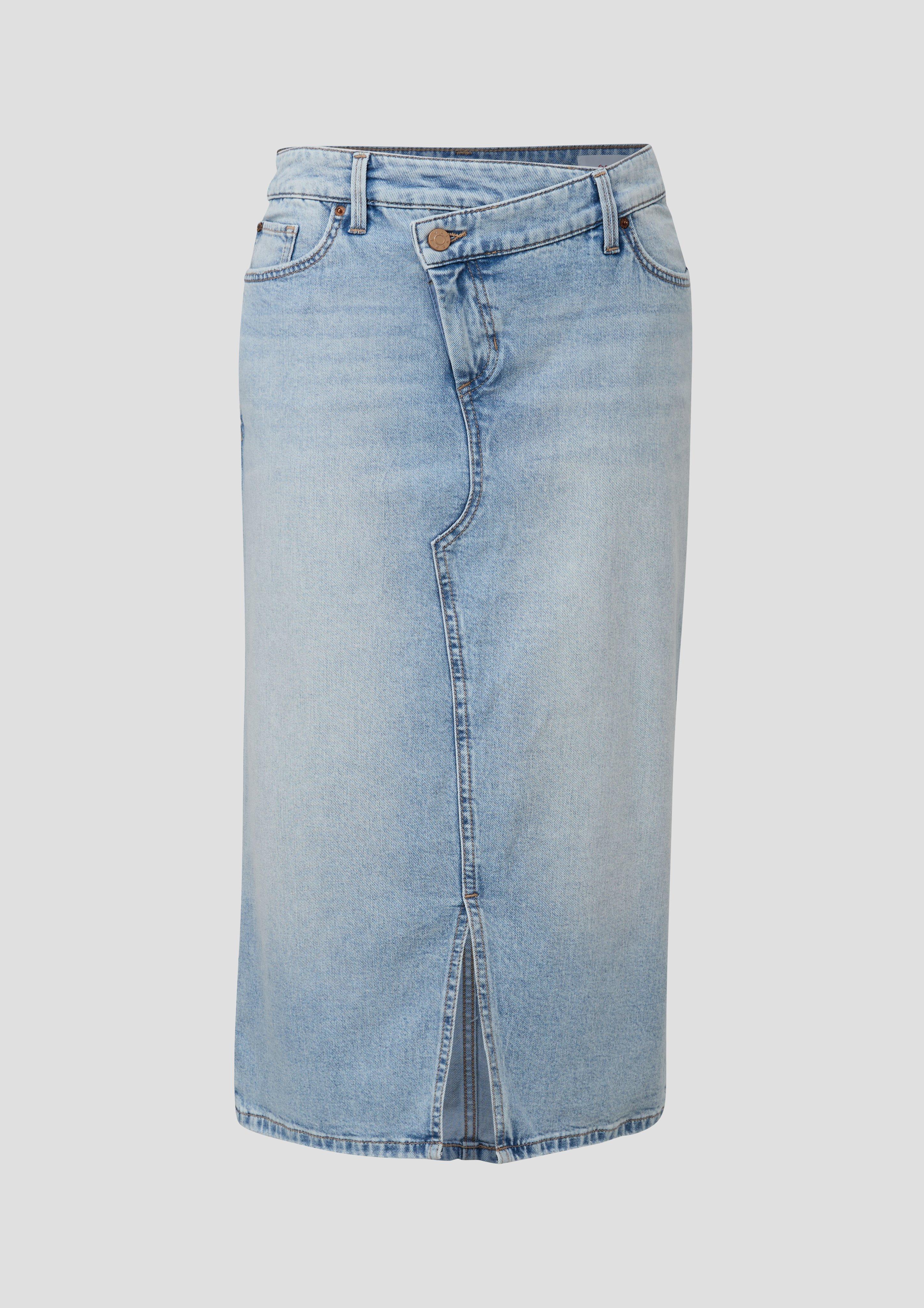 s.Oliver - Midi-Jeansrock mit Gehschlitz, Damen, blau