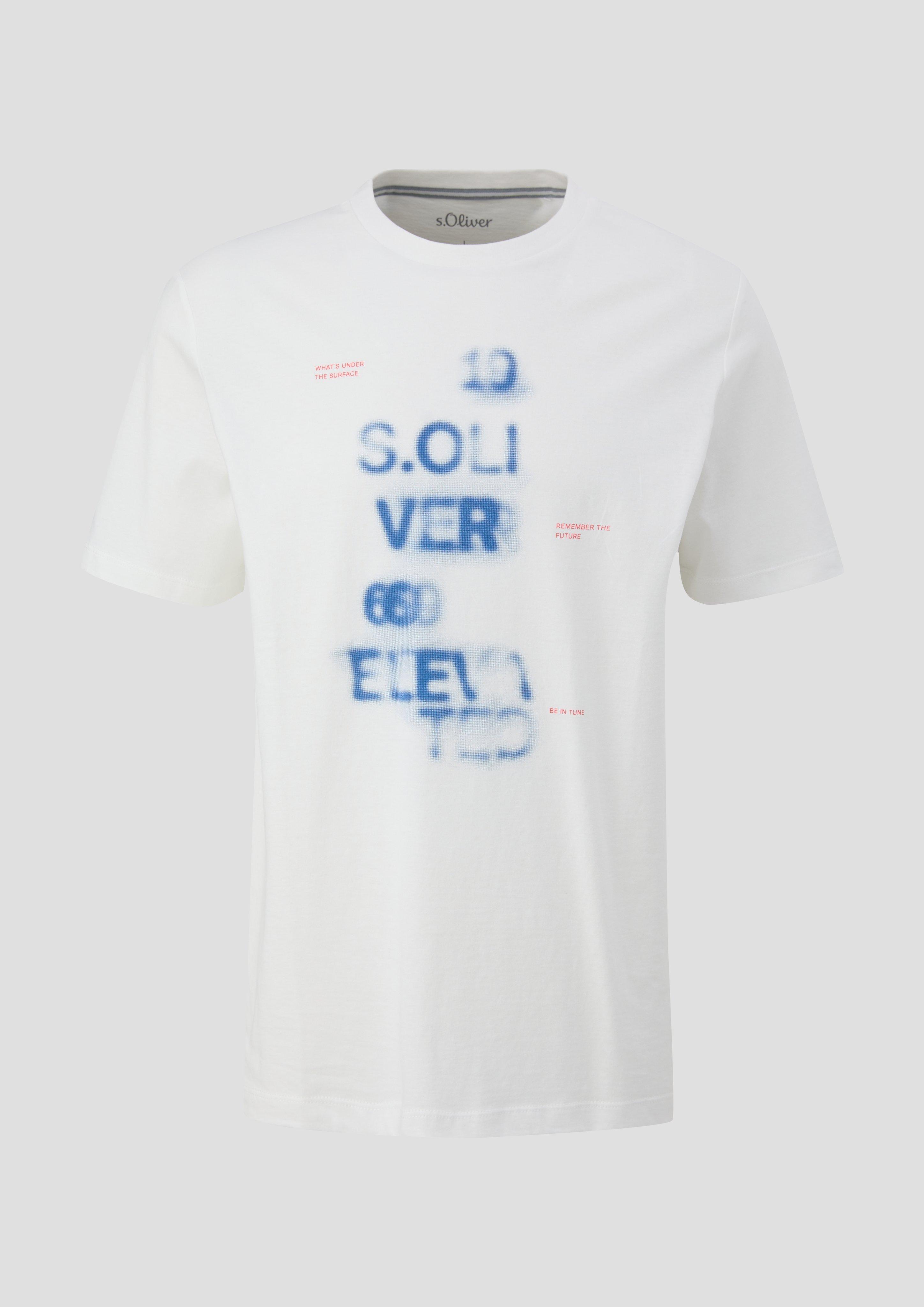 s.Oliver - T-Shirt mit Artwork, Herren, weiß