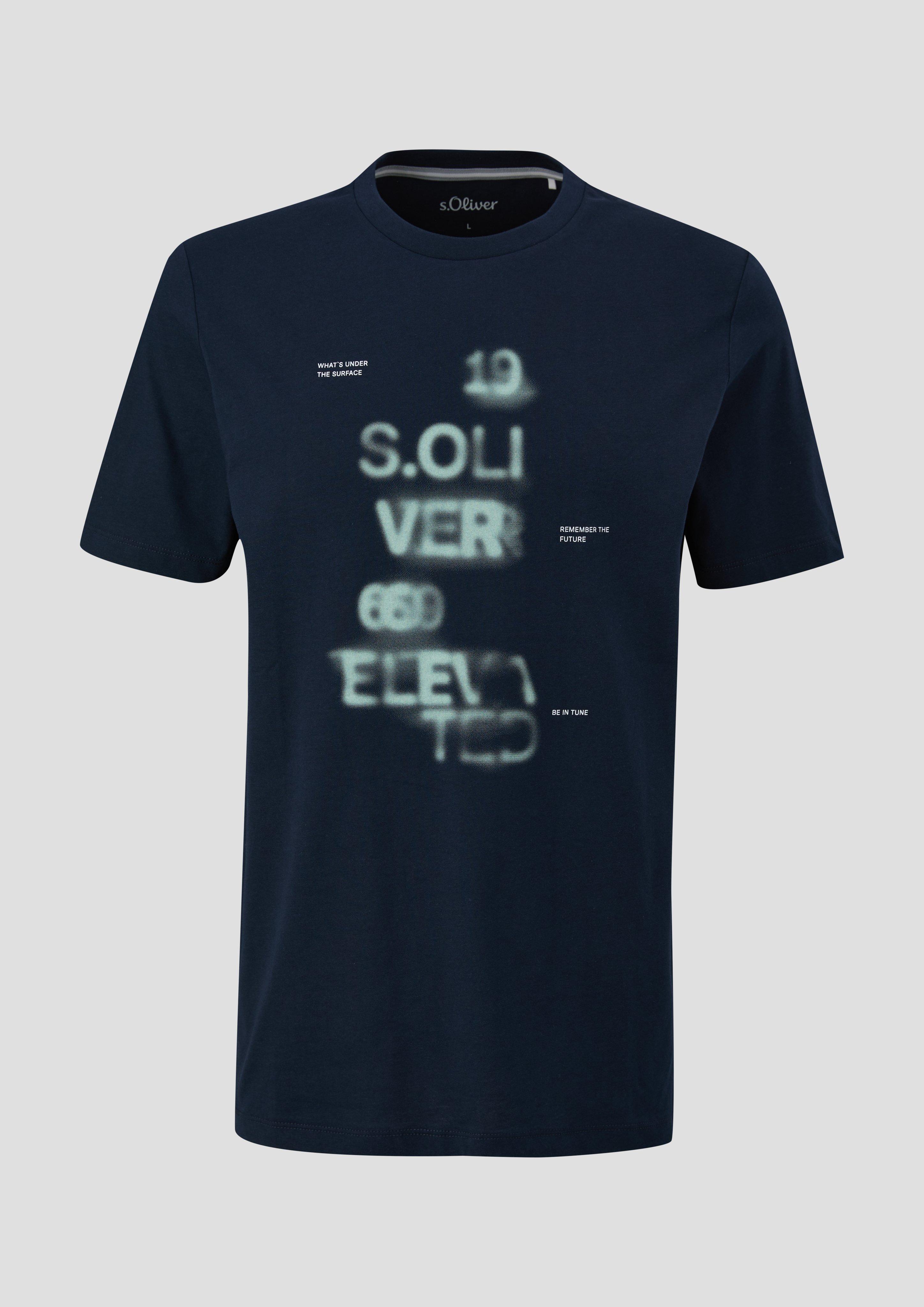 s.Oliver - T-Shirt mit Artwork, Herren, blau