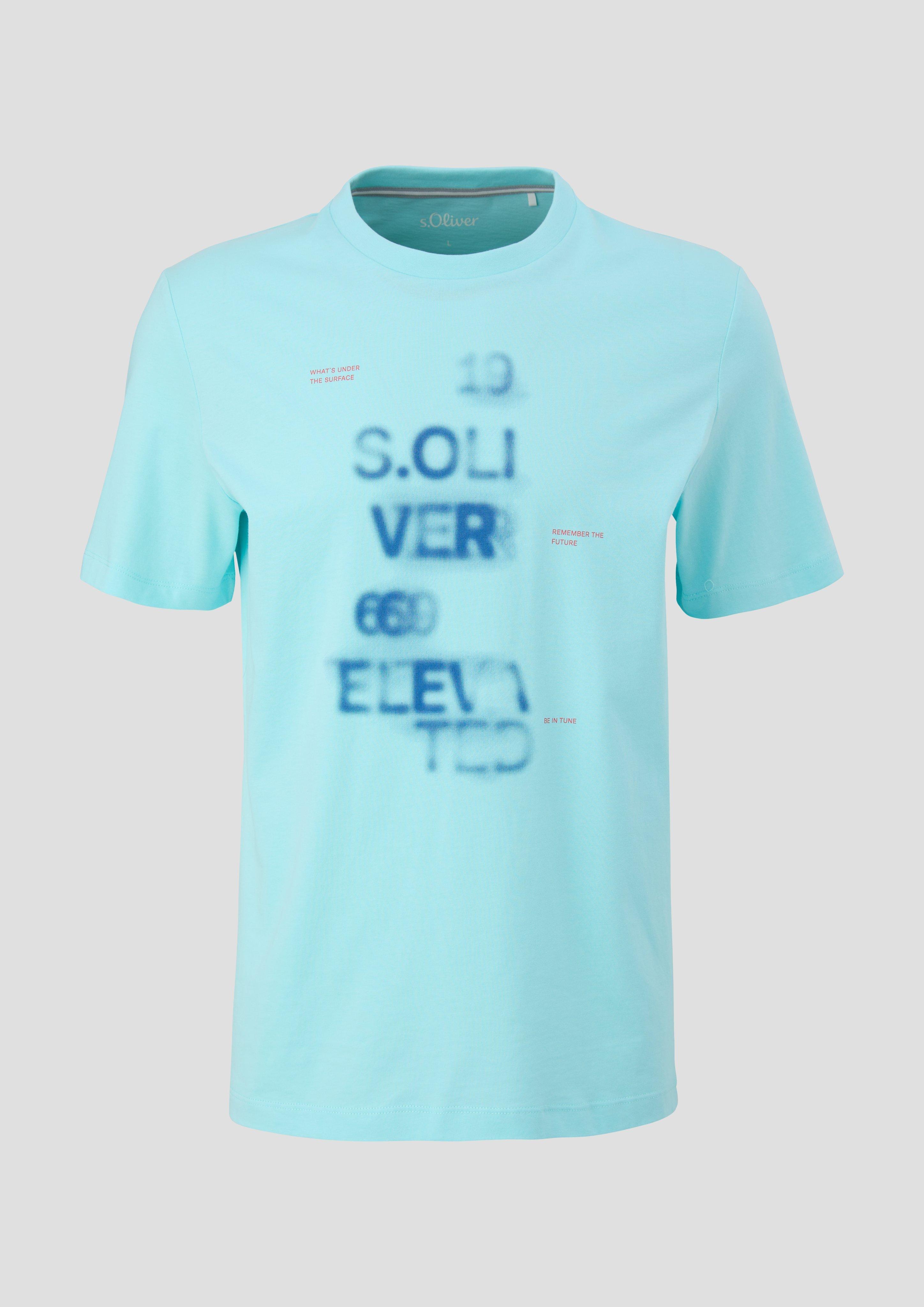 s.Oliver - T-Shirt mit Artwork, Herren, türkis