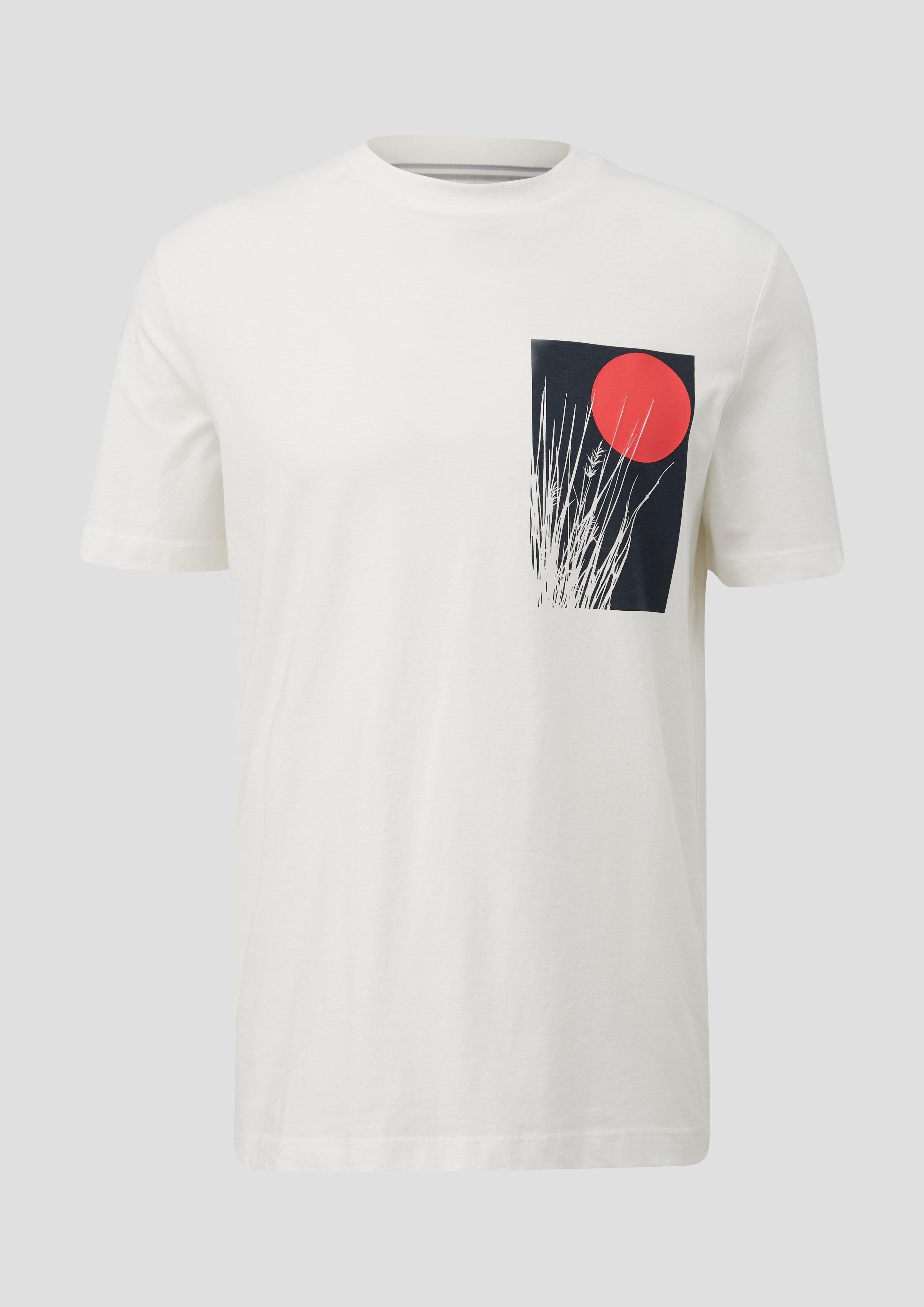 s.Oliver - T-Shirt mit Artwork, Herren, weiß