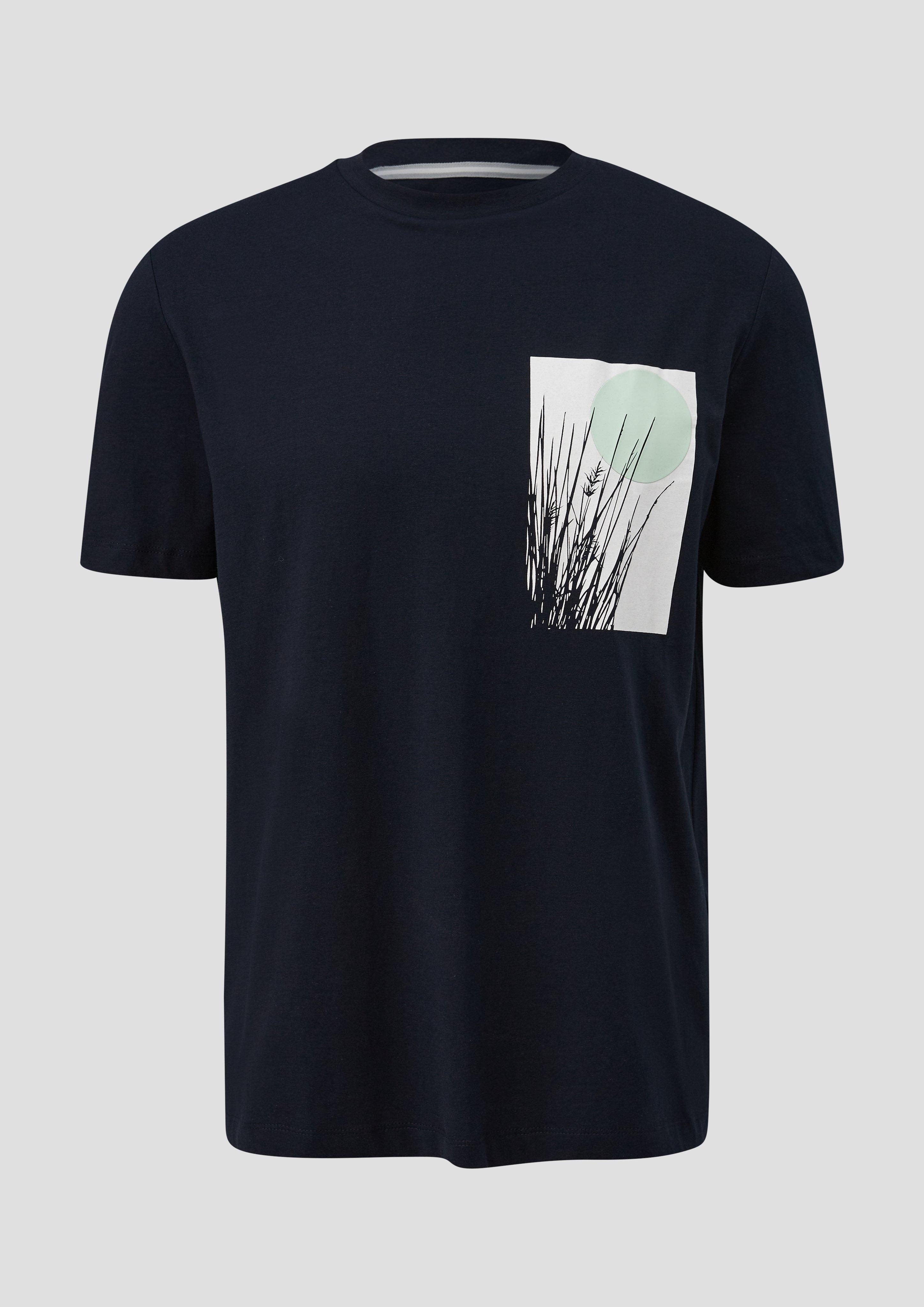 s.Oliver - T-Shirt mit Artwork, Herren, blau