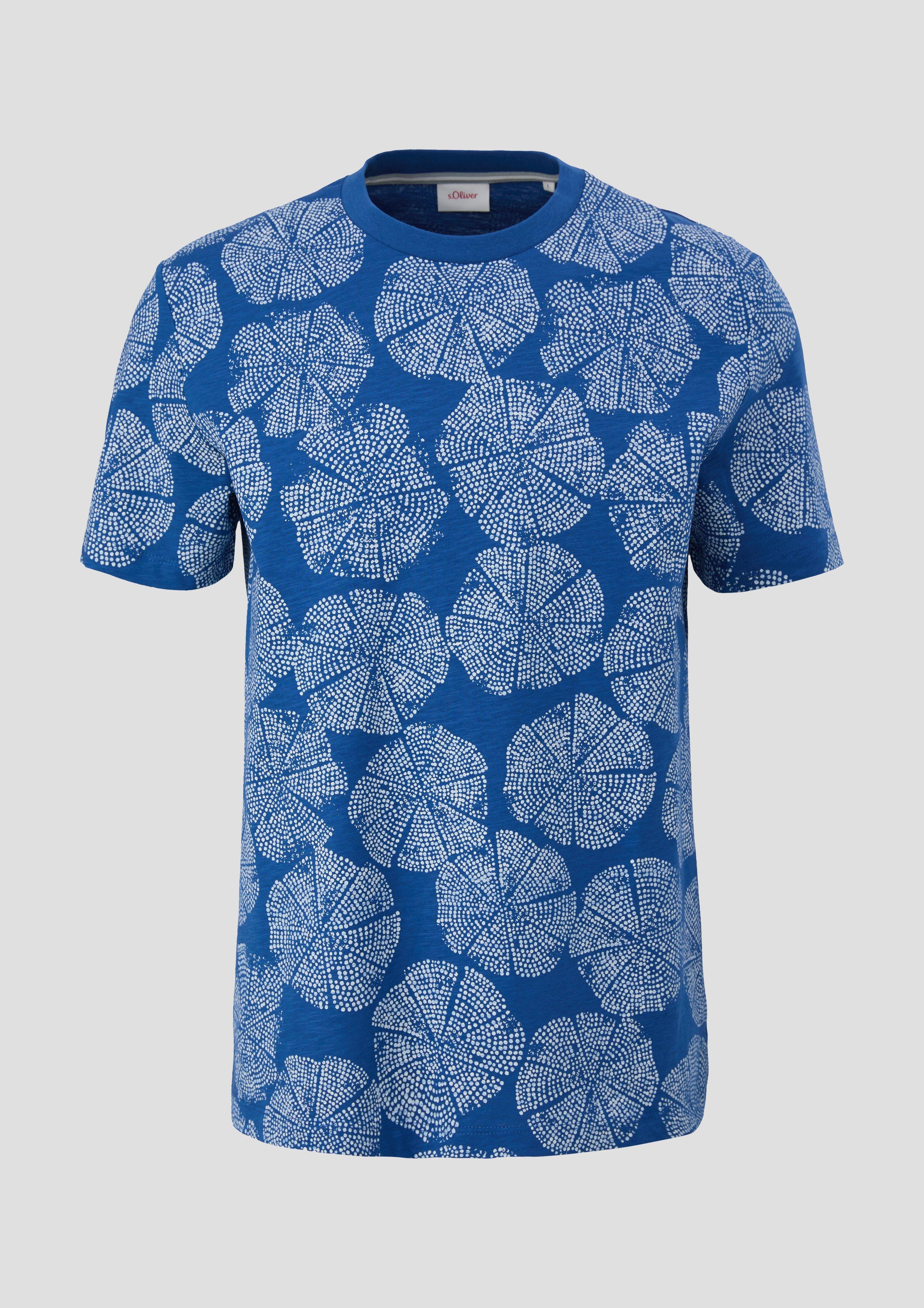 s.Oliver - T-Shirt mit Rundhalsausschnitt, Herren, blau