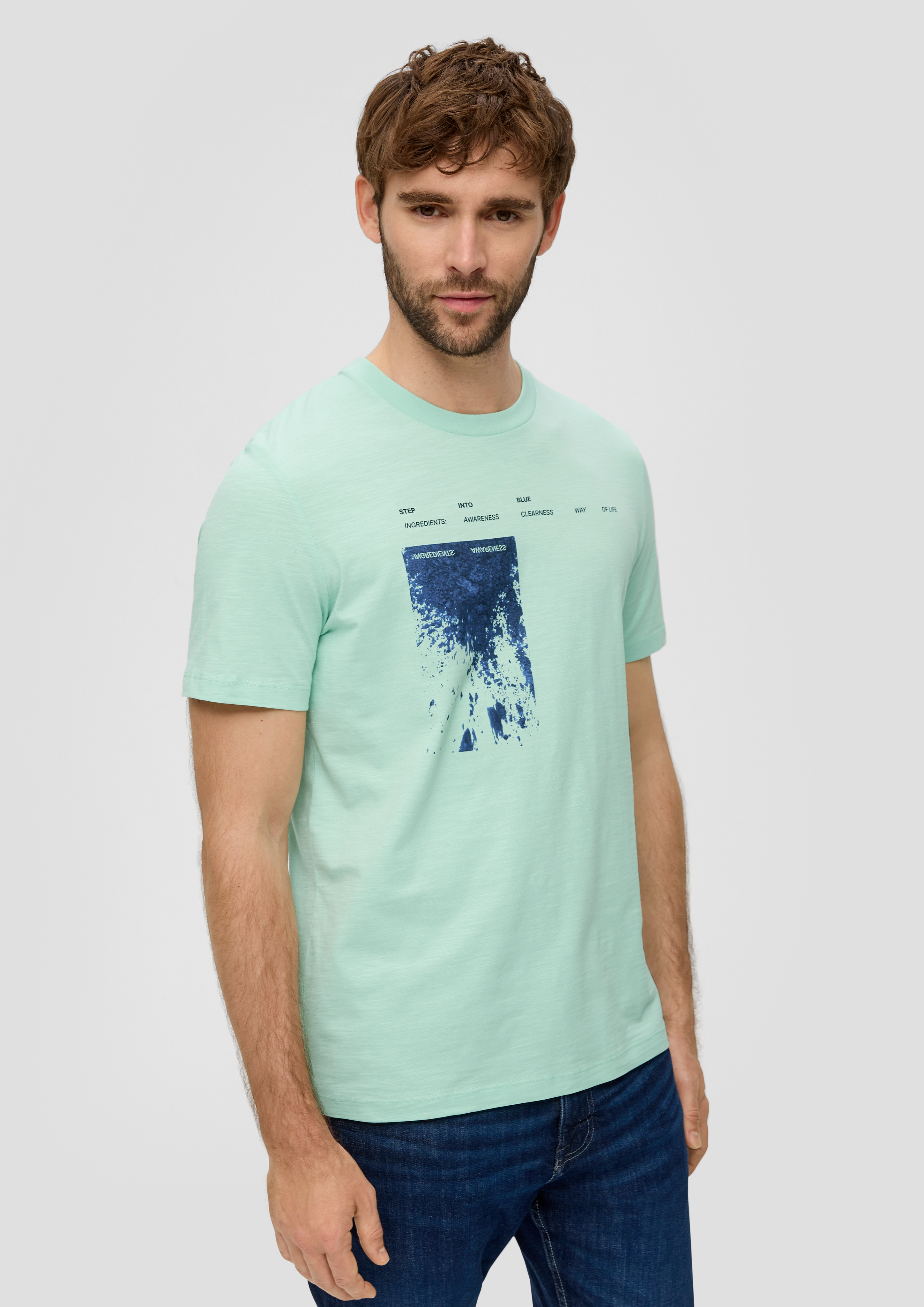 T-shirt with a round neckline - white | s.Oliver