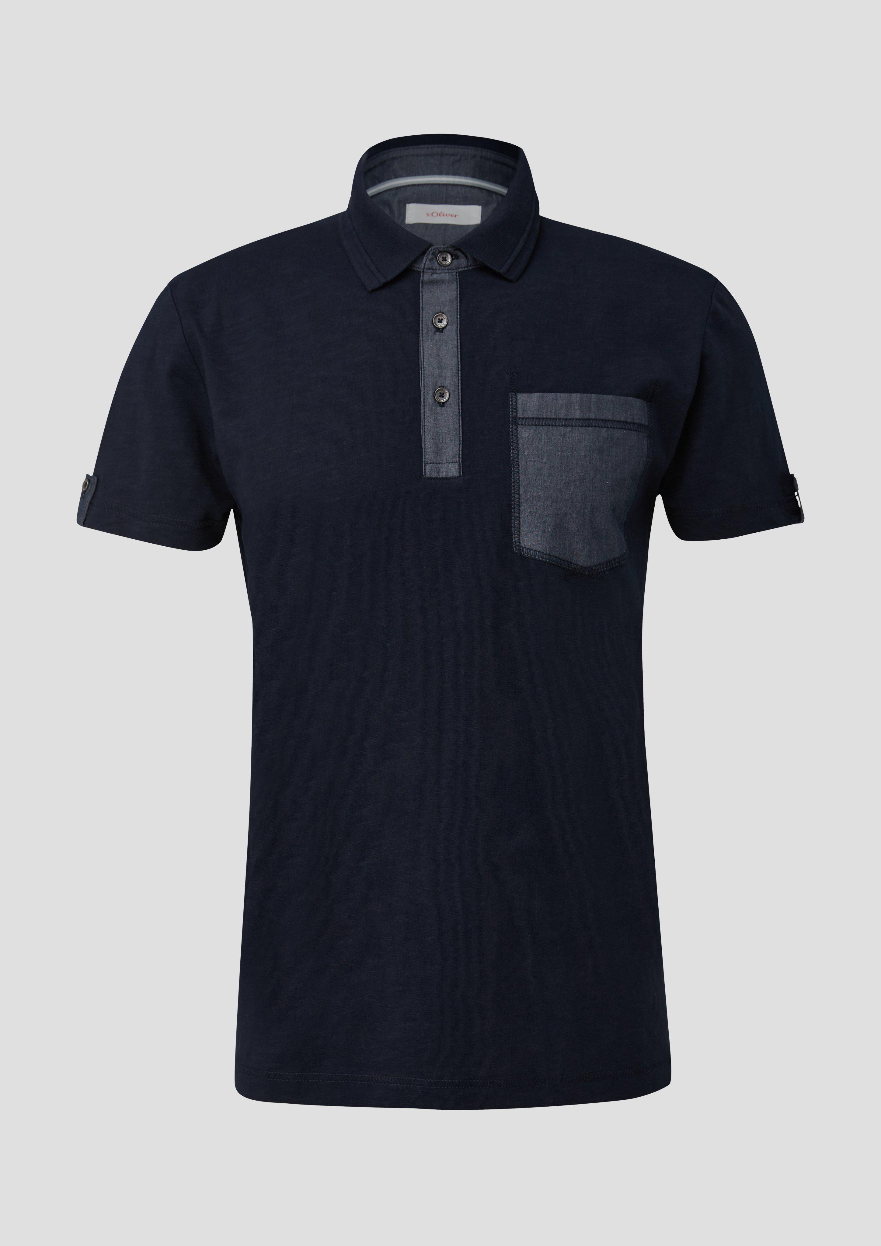 s.Oliver - Poloshirt mit Flammgarn-Struktur, Herren, blau