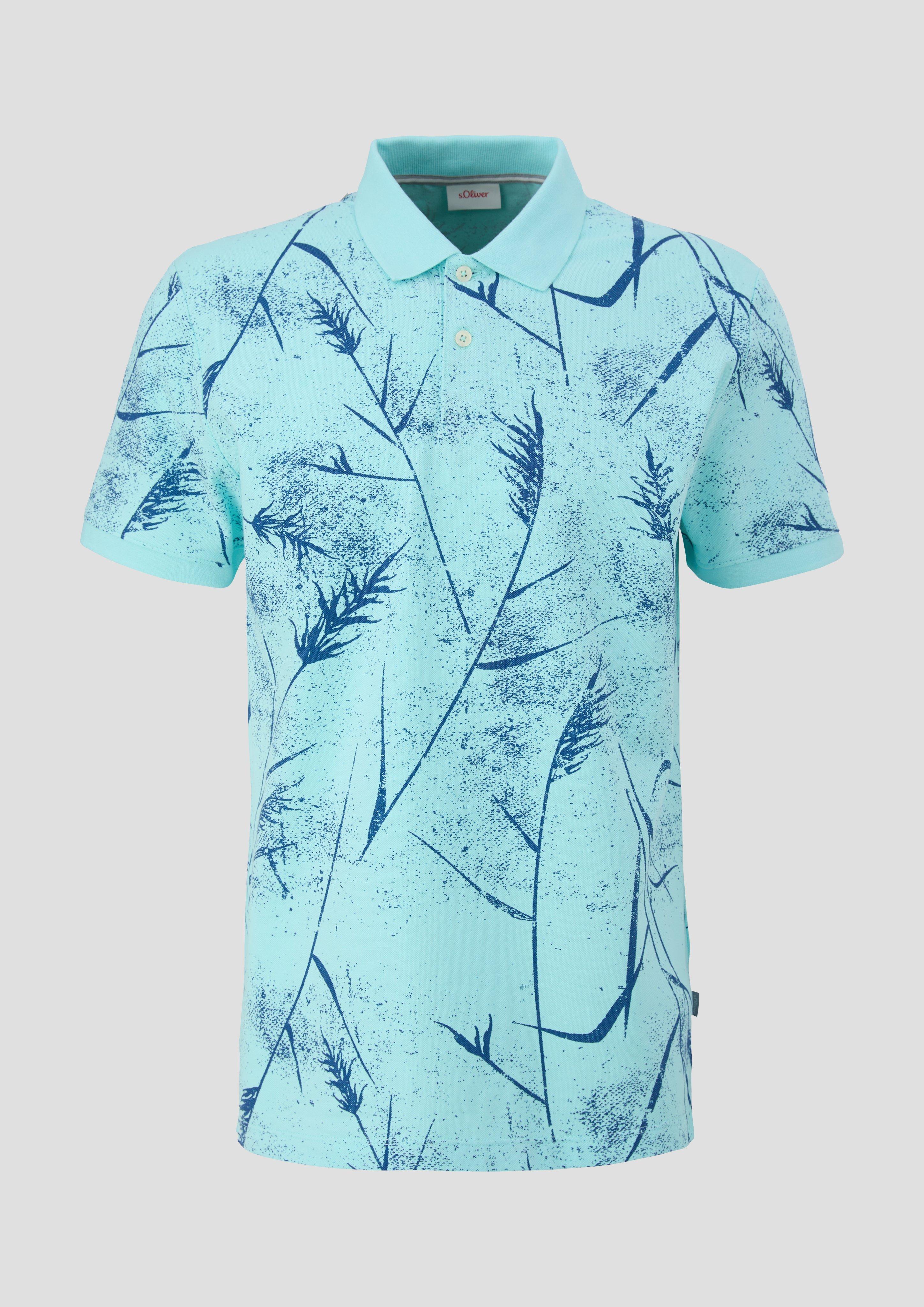 s.Oliver - Poloshirt mit All-over-Print, Herren, türkis