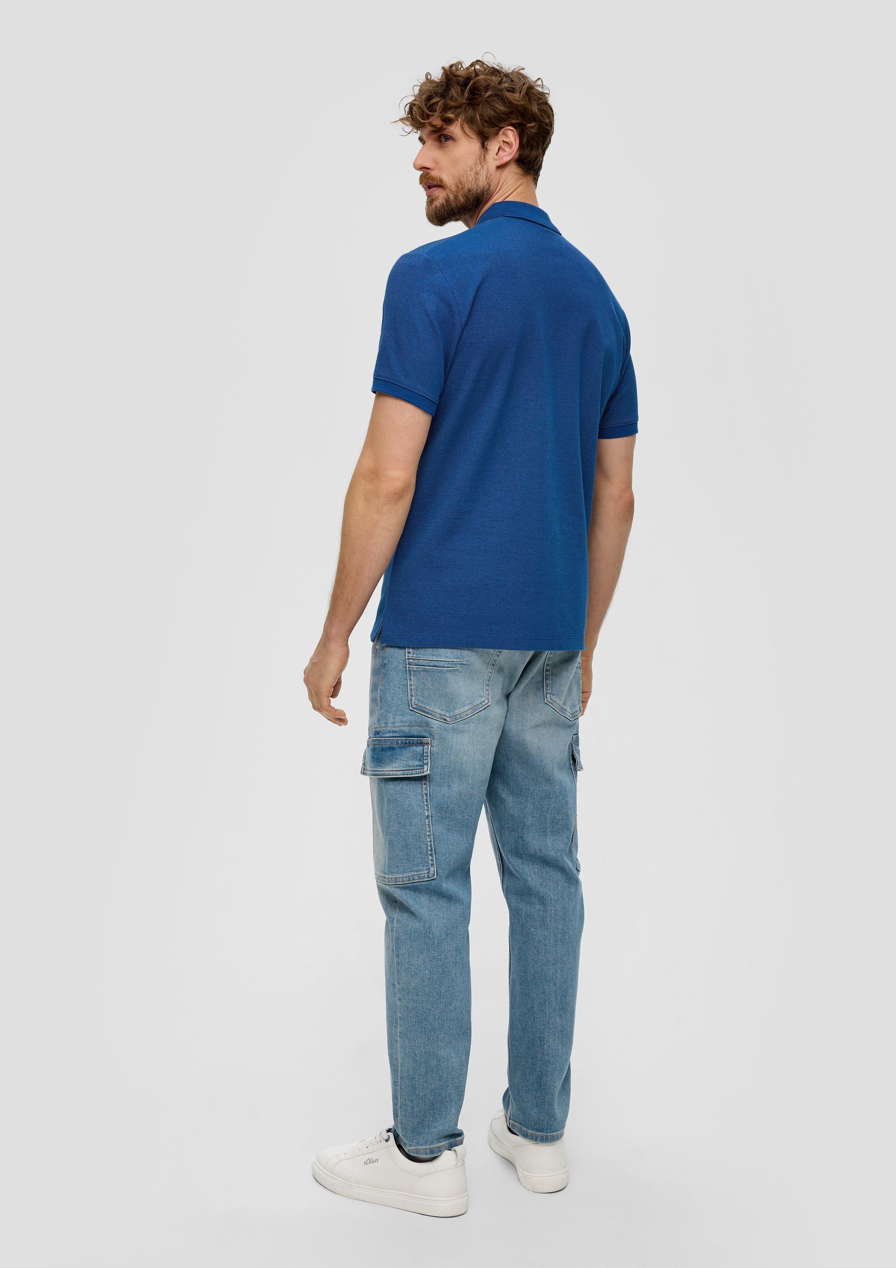 Polo shirt with press studs ocean blue s.Oliver