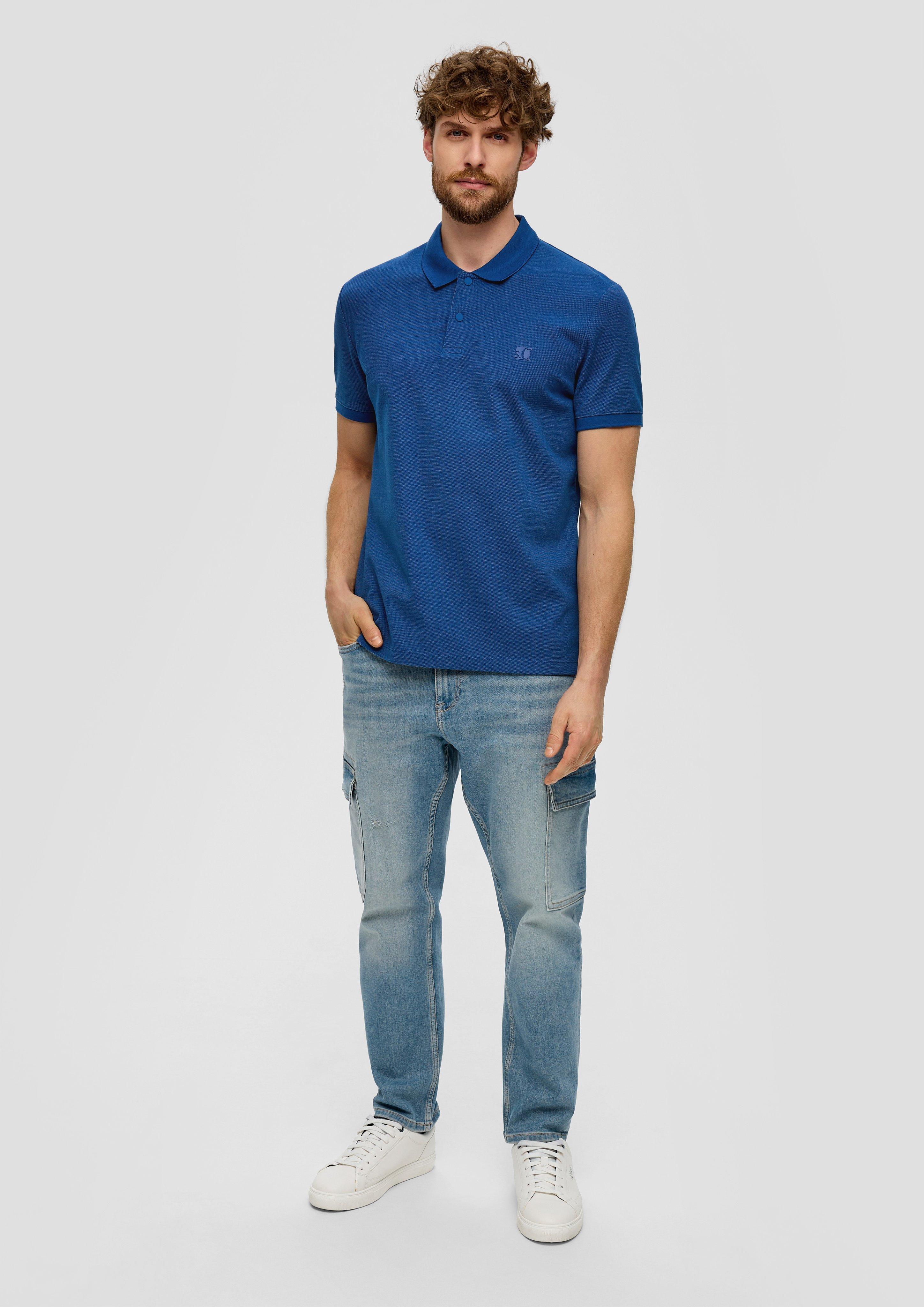 Polo shirt with press studs ocean blue s.Oliver