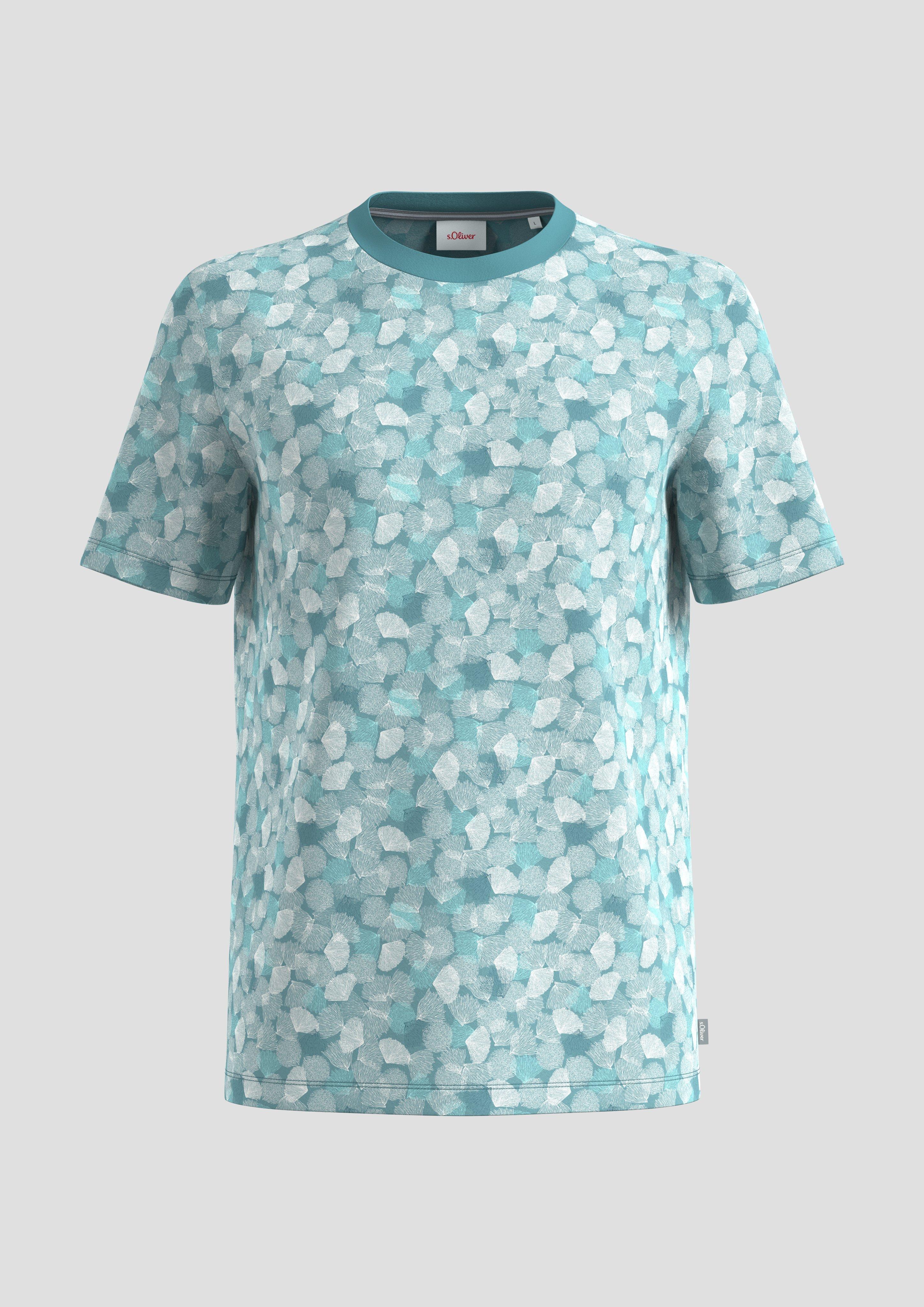 s.Oliver - T-Shirt mit All-over-Print, Herren, türkis