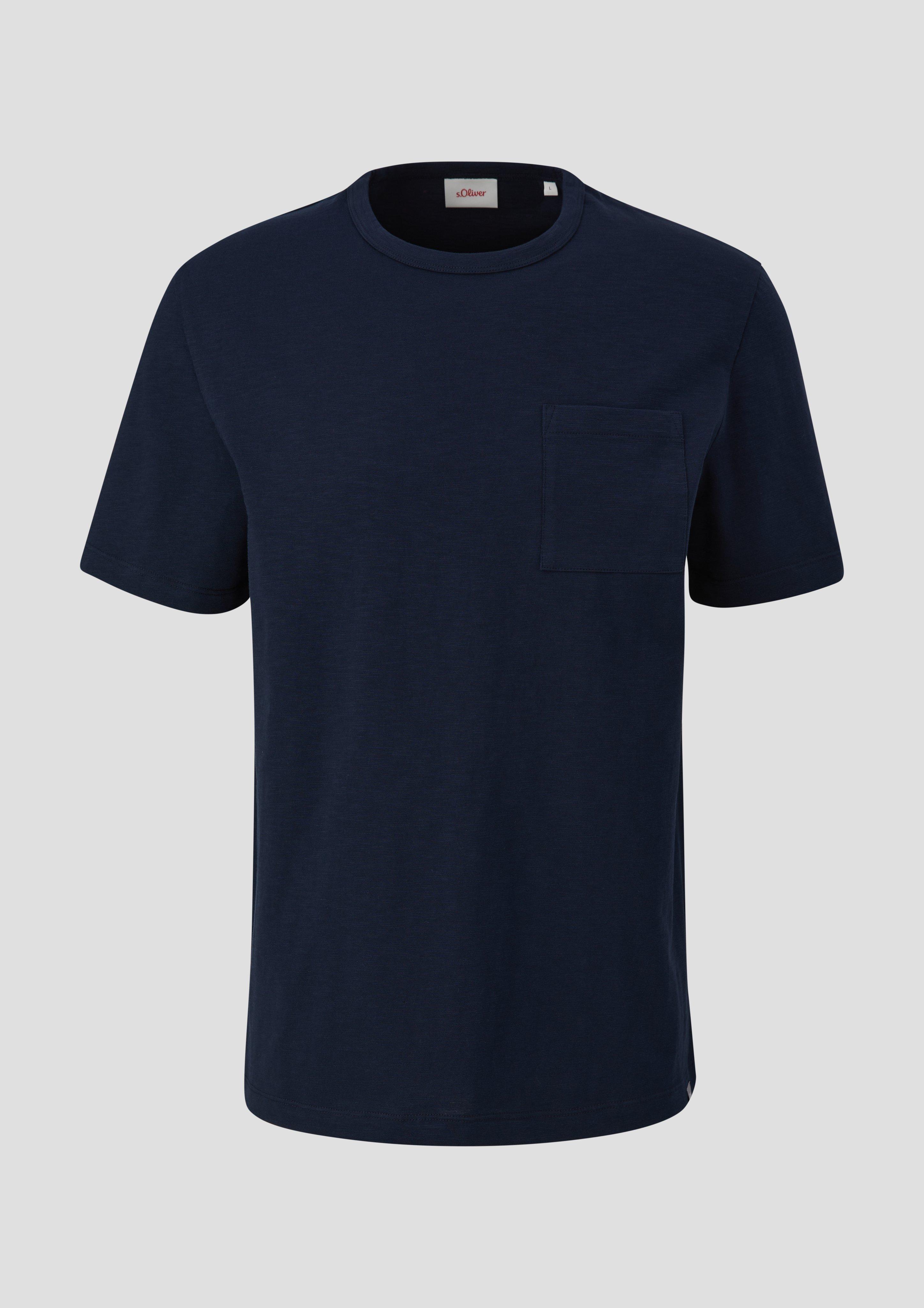 s.Oliver - T-Shirt mit Brusttasche, Herren, blau