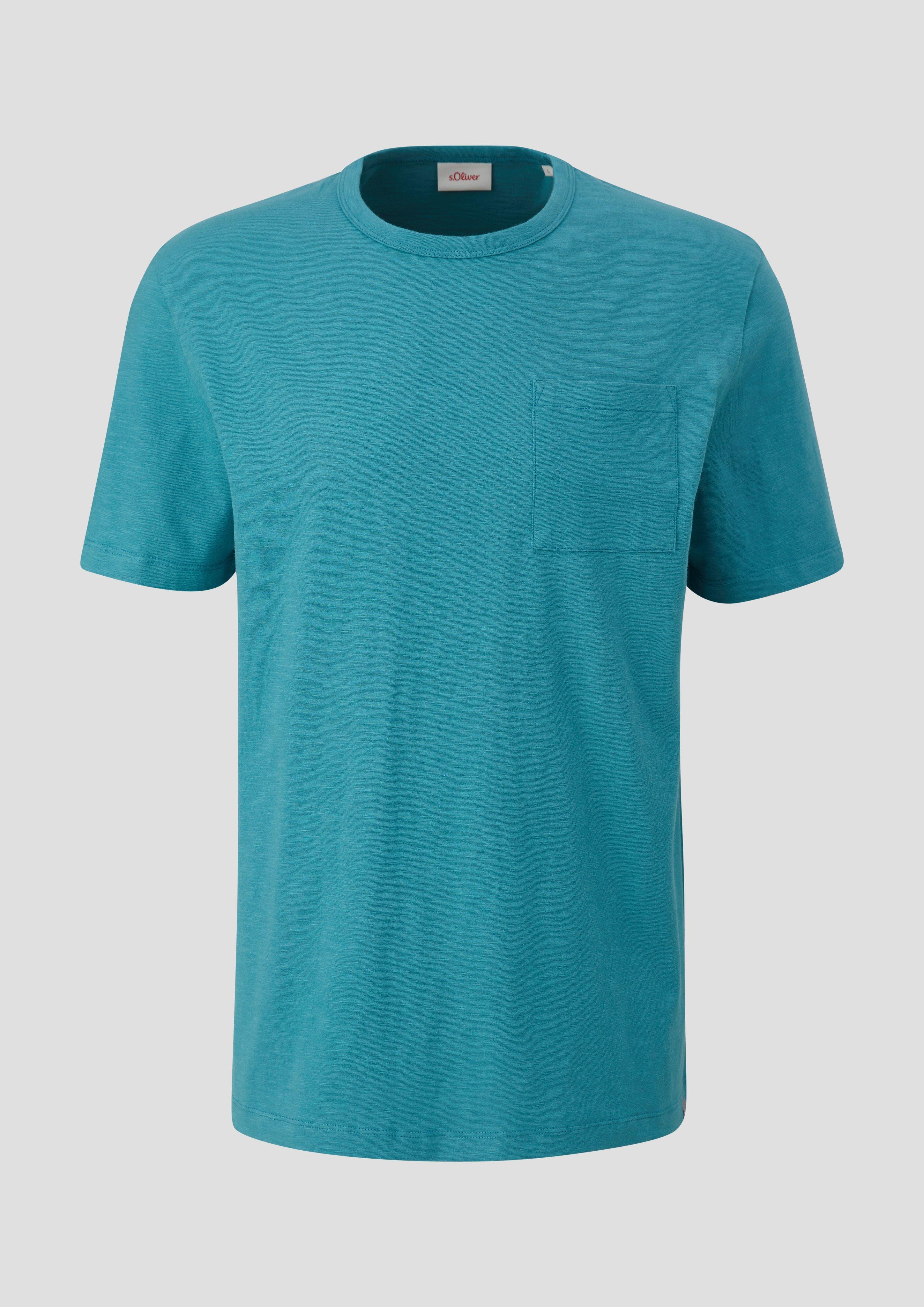 s.Oliver - T-Shirt mit Brusttasche, Herren, Blau